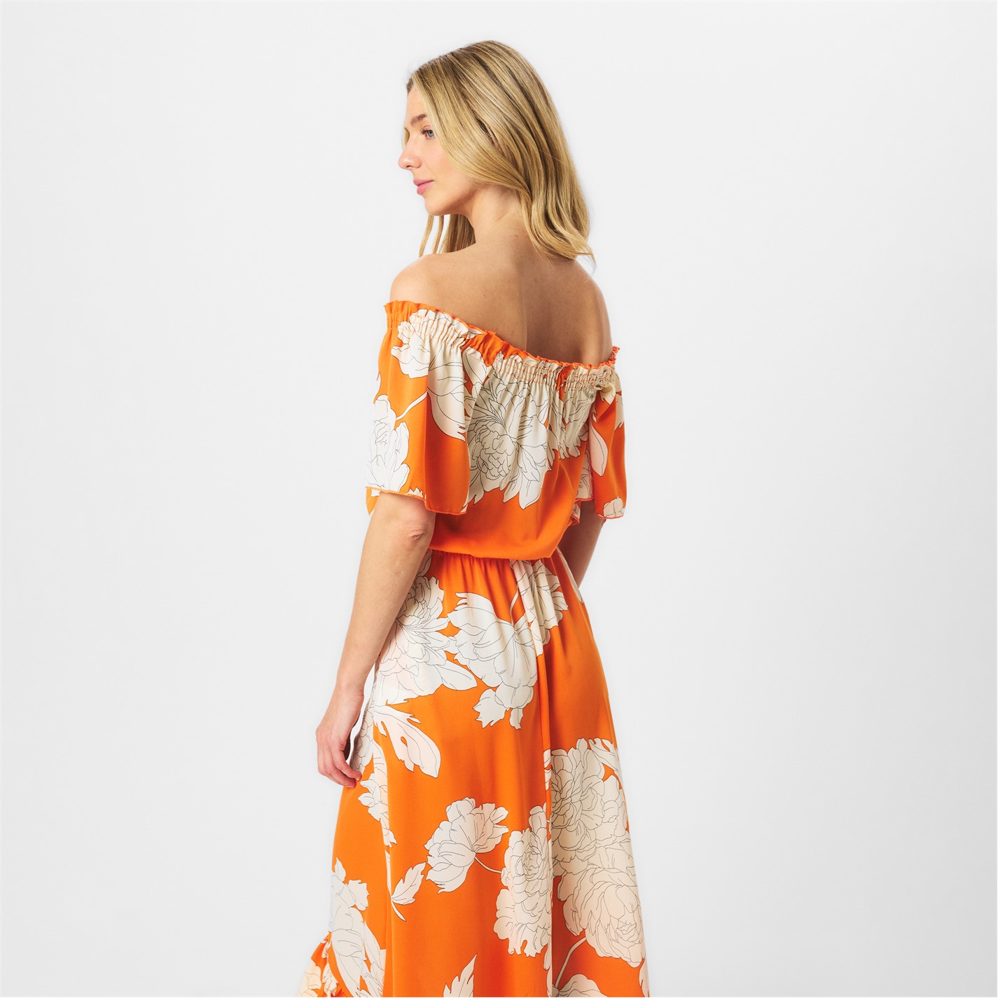 knee length dresses for ladies Blood Orange Printed Cut Out Midi Dress – AX Paris main image 1