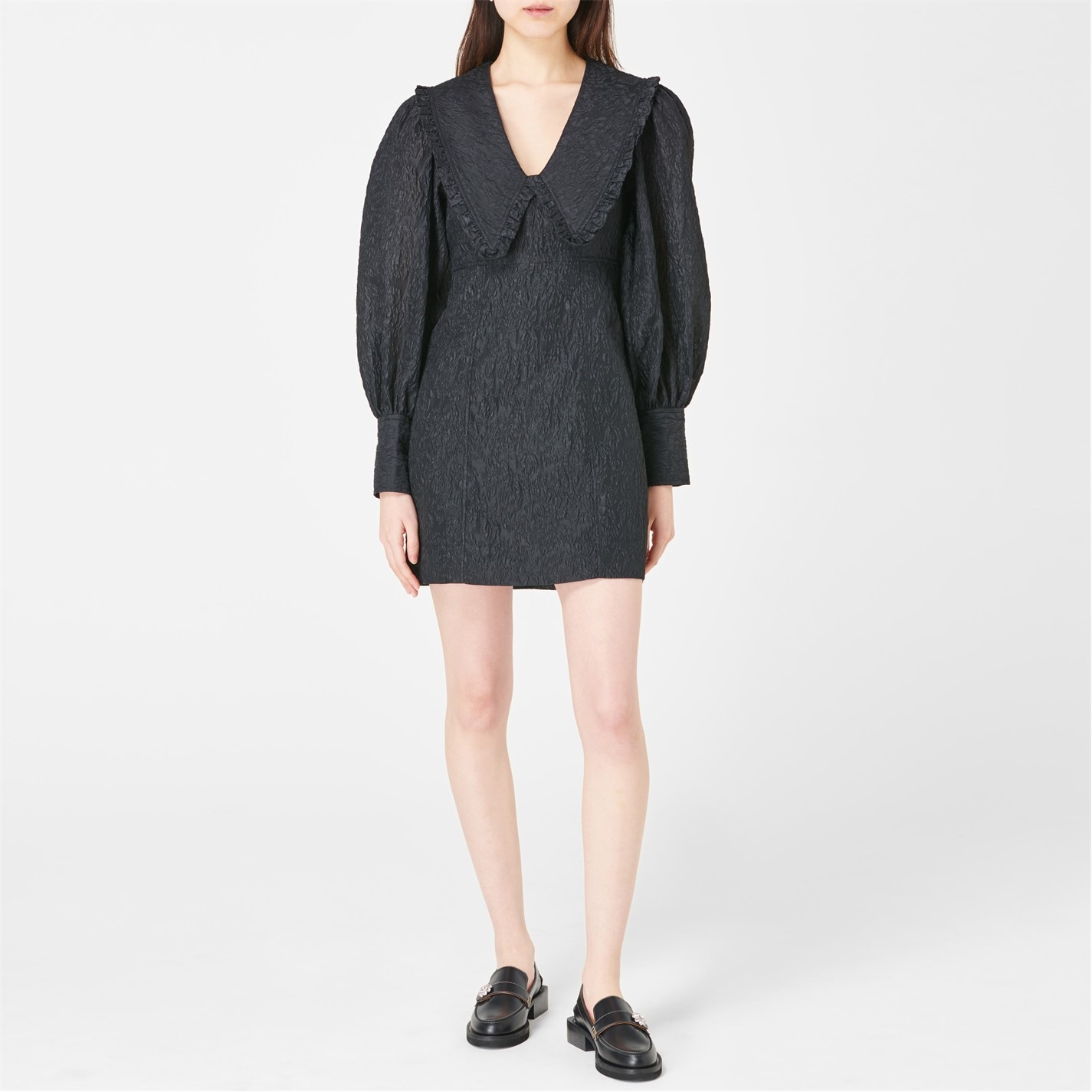GANNI | Jacquard Relaxed-Fit Mini Dress | Black | FRASERS Ireland