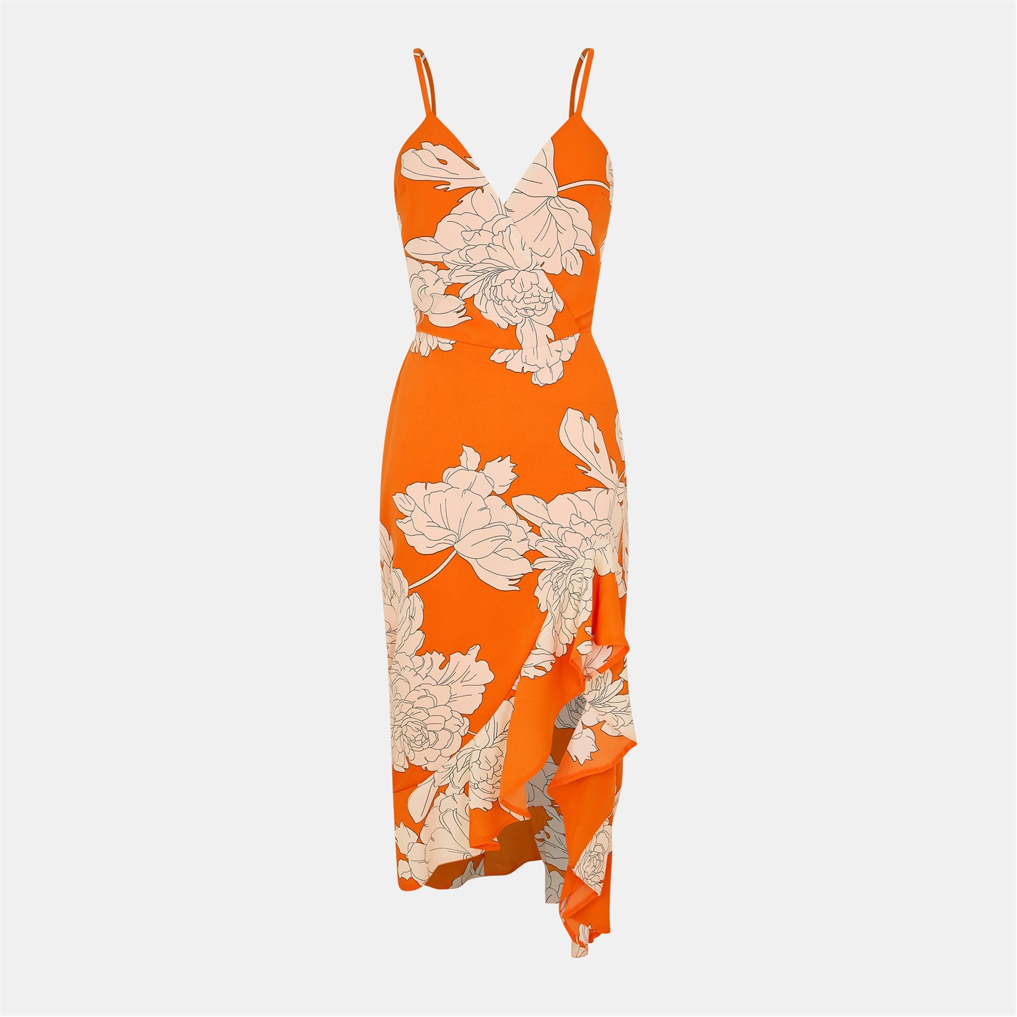 AX Paris Blood Orange Frill Hem Midi Dress Blood Orange