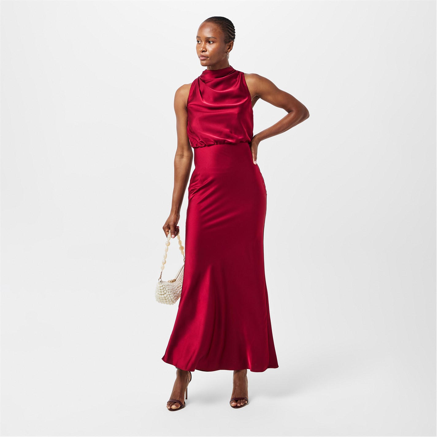 green emerald velvet dress Senia Square Neck Maxi Dress With Button Back main image 1