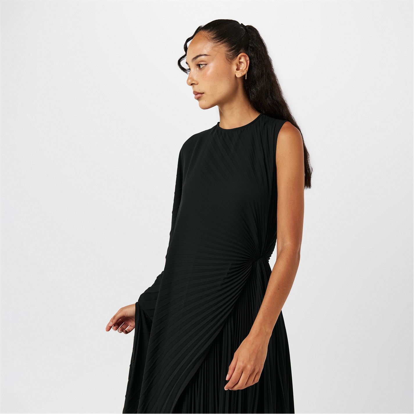 chinese dress ladies Structured High-Neck A-Line Midi Dress