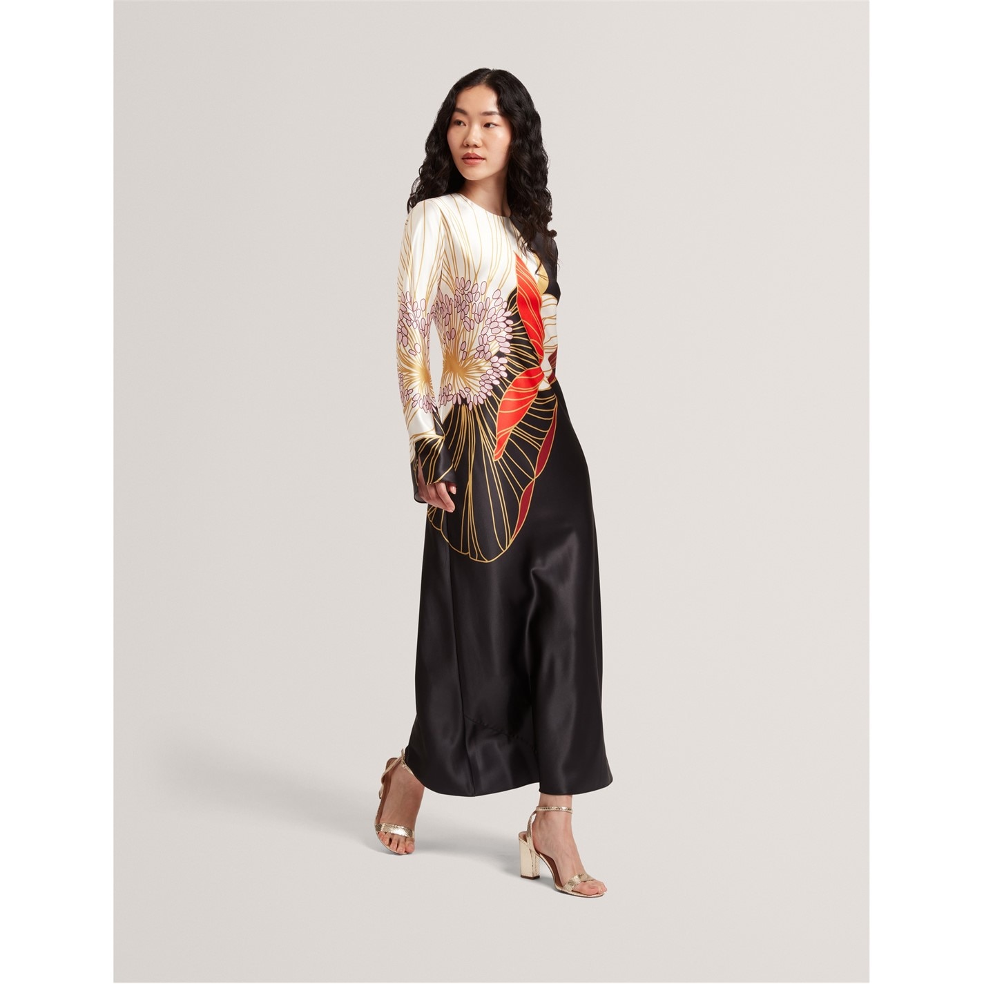 ted baker long sleeve midi dress Ted Baker Belviee Pleated Panel Long Sleeve Knit Midi Dress Women's Kicks Machine