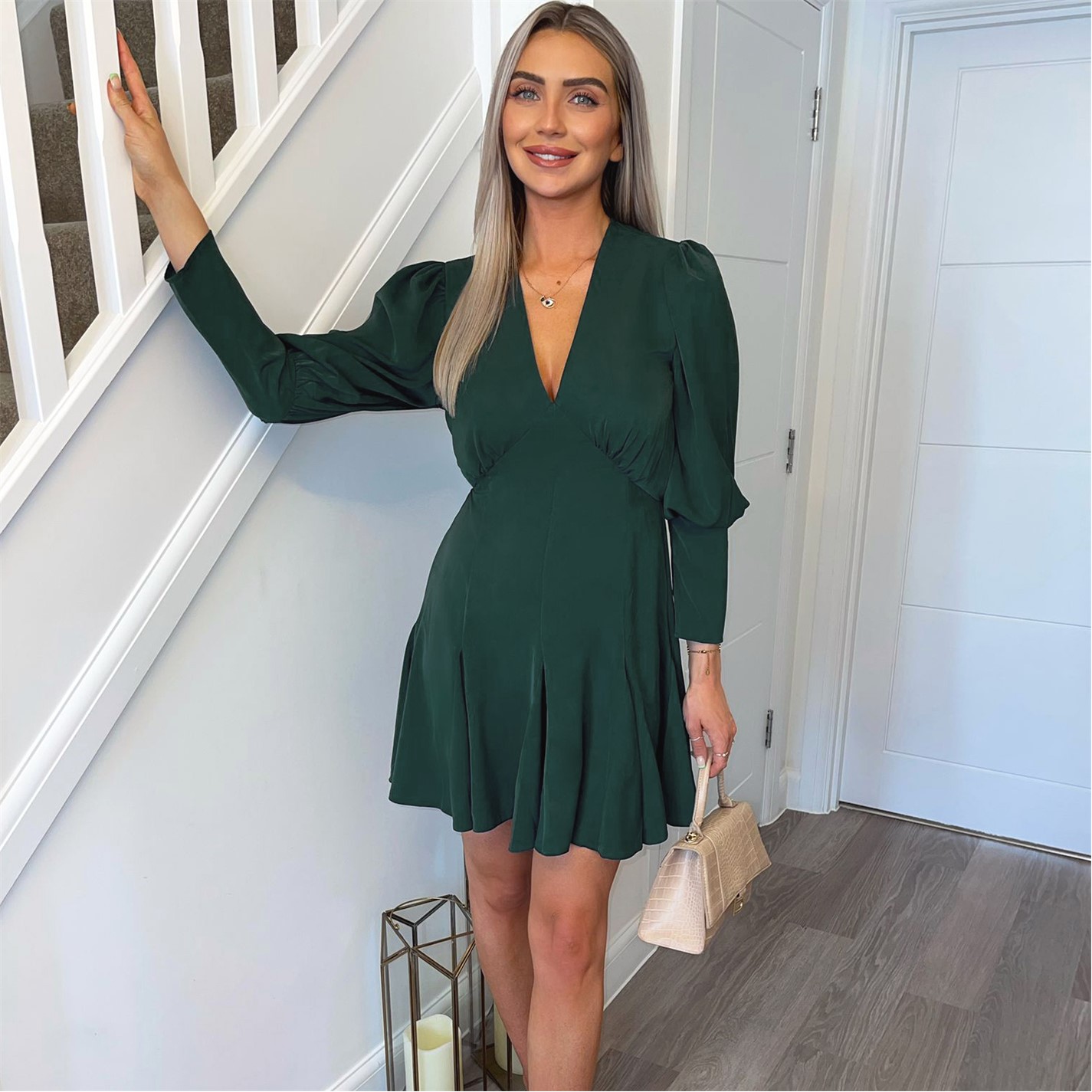 v neck long sleeve skater dress V Neck Long Sleeve Plunge Skater Dress Long Sleeve Plunge V Neck Maxi Dress  Ivory