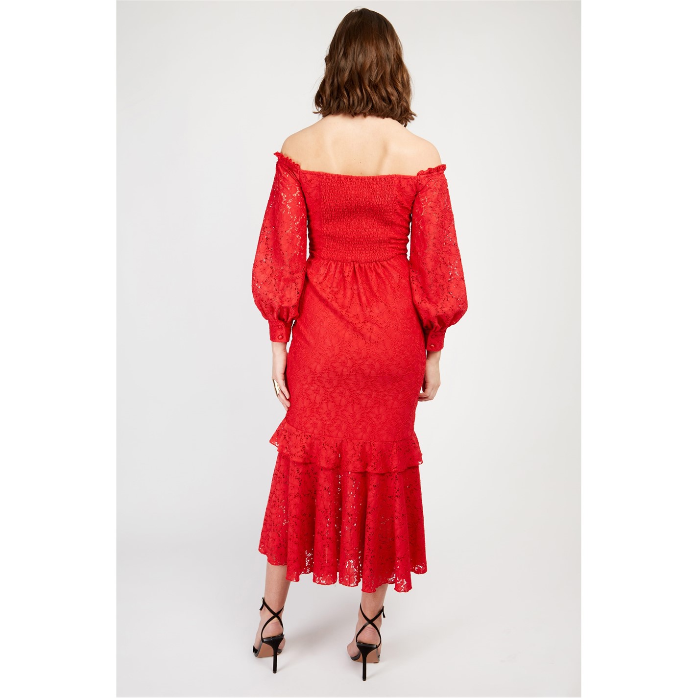 chinese dress ladies La Dolce Vita Lace Mini Dress Red