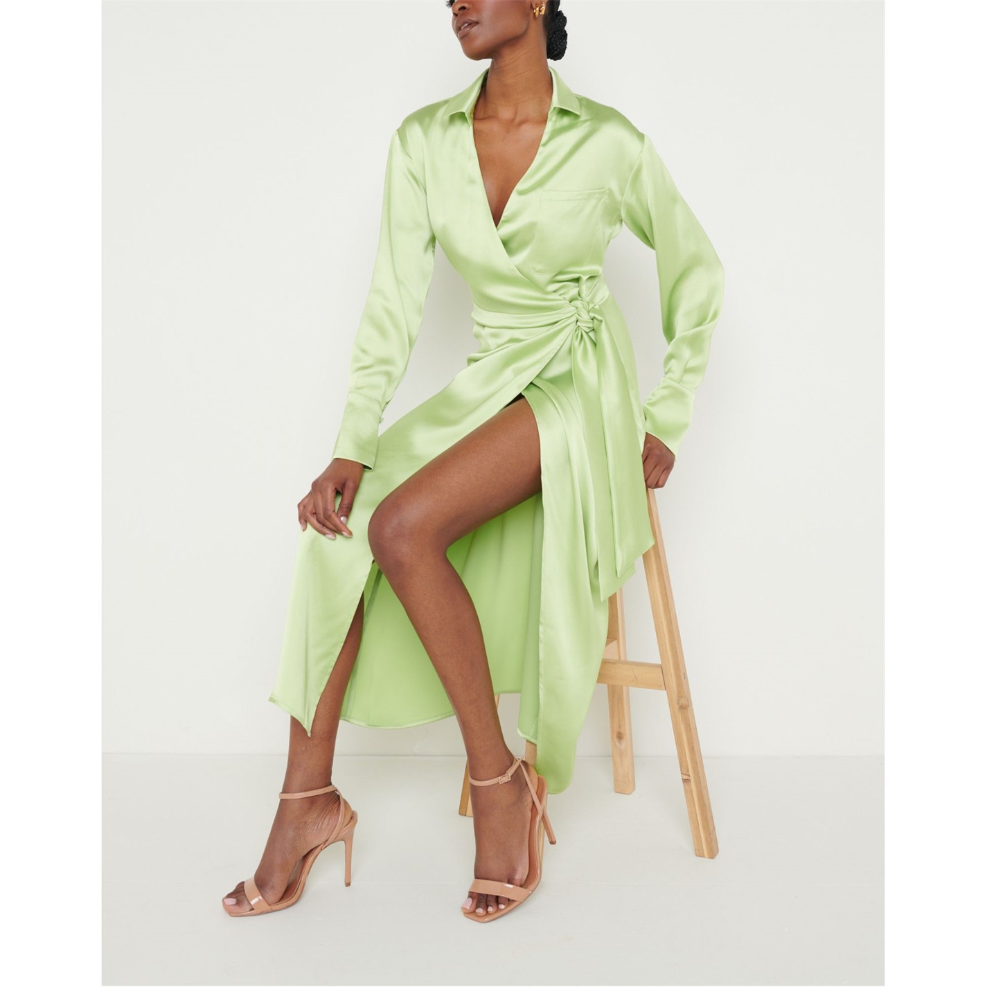 Pretty Lavish | Women's Ronnie Wrap Dress | Green | FRASERS Ireland