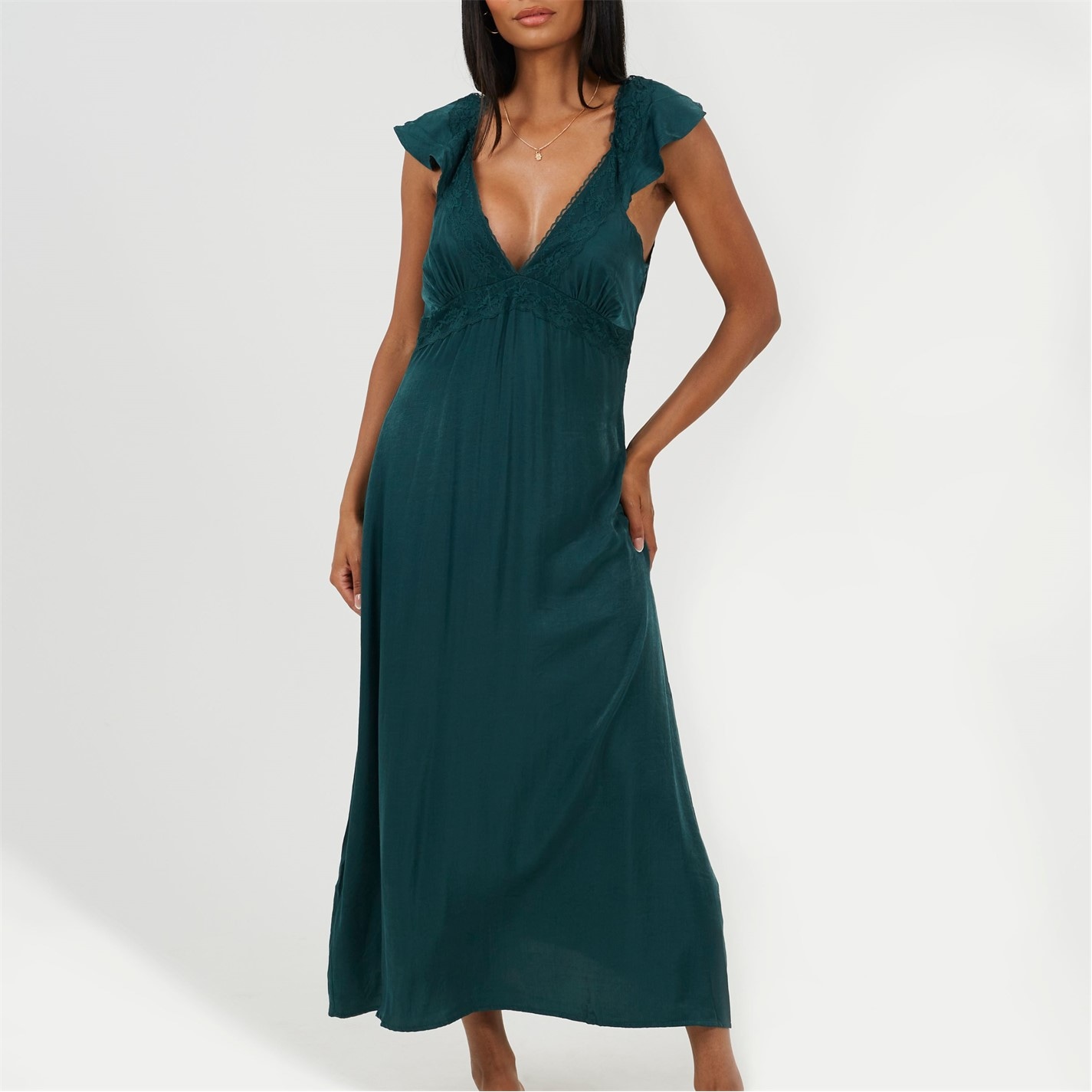 Brave Soul | Womens Lace Trim V-Neck Midi Dress with Frill | A Line Dresses | FRASERS Ireland Brave Soul | Womens Lace Trim V-Neck Midi Dress with Frill | A Line Dresses | FRASERS Ireland
