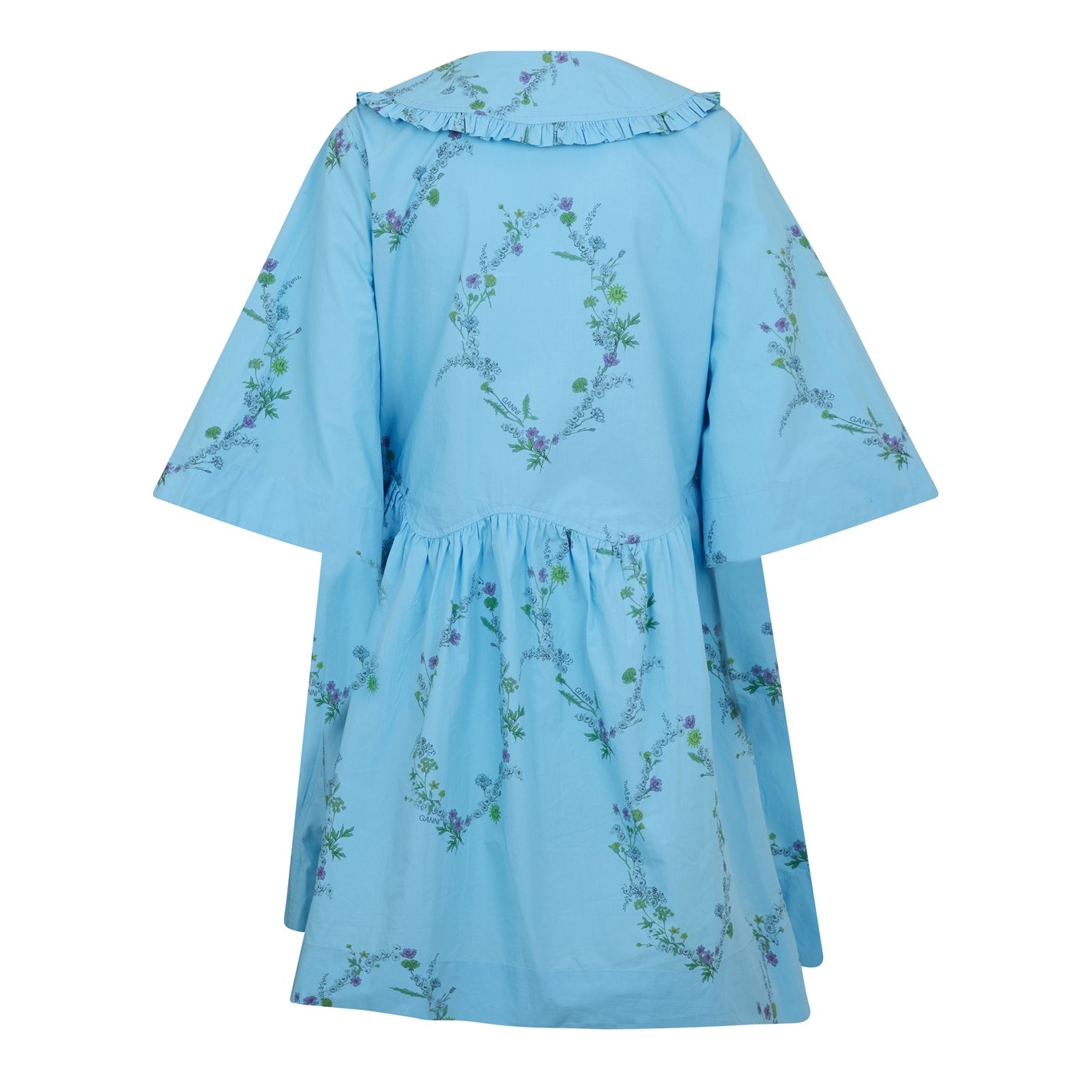 princess polly baby blue dress GANNI cloud-print Satin Maxi Dress | Blue