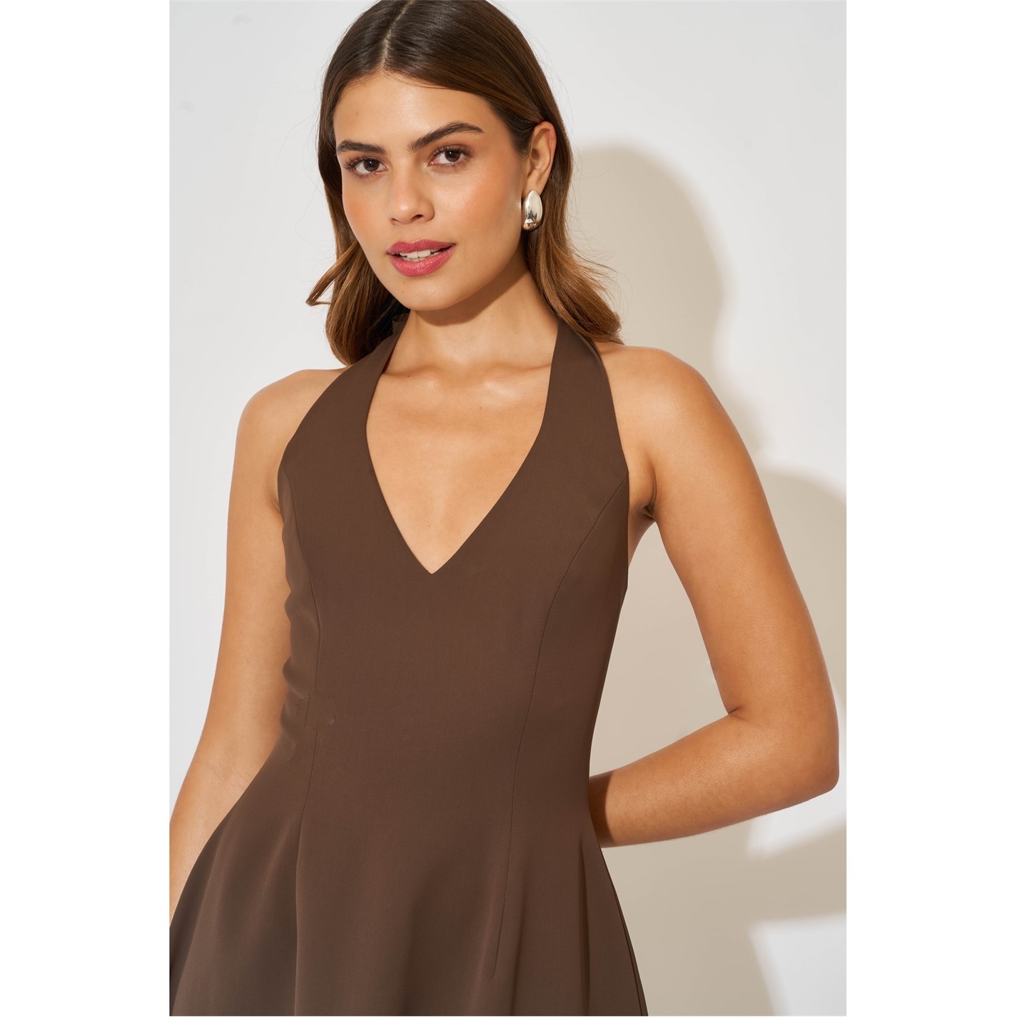 odd muse dress brown Halter Maxi Dress – Odd Muse main image 0