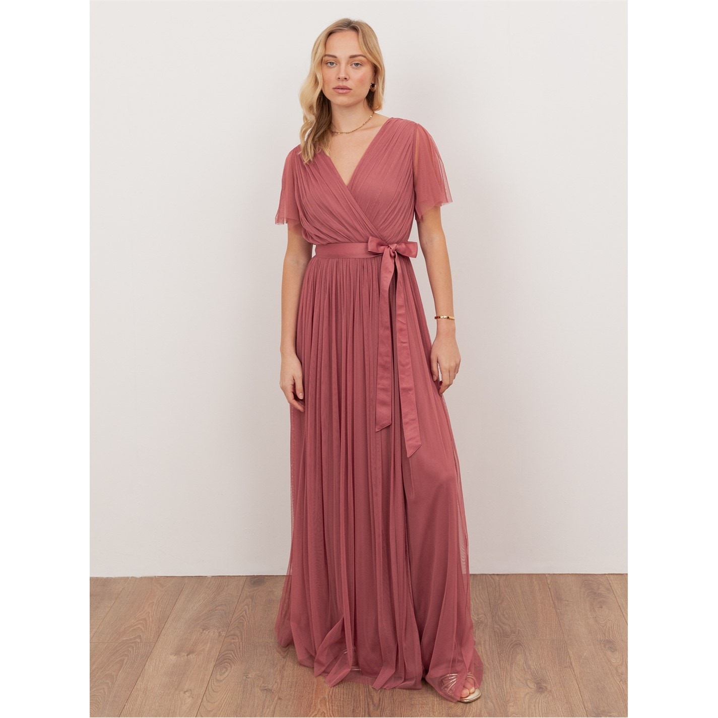 faded rose maxi dress SLNY Faded Rose Long Sleeve Dress, Size 18