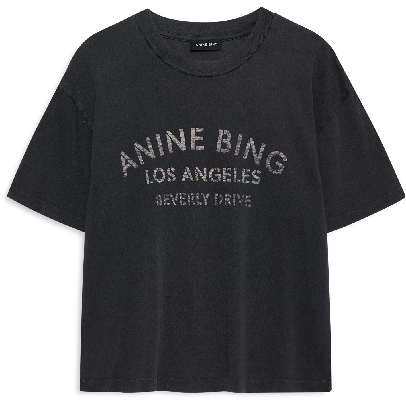 ANINE BING | Women's Melrose Stencil T-Shirt | Black | FRASERS Ireland