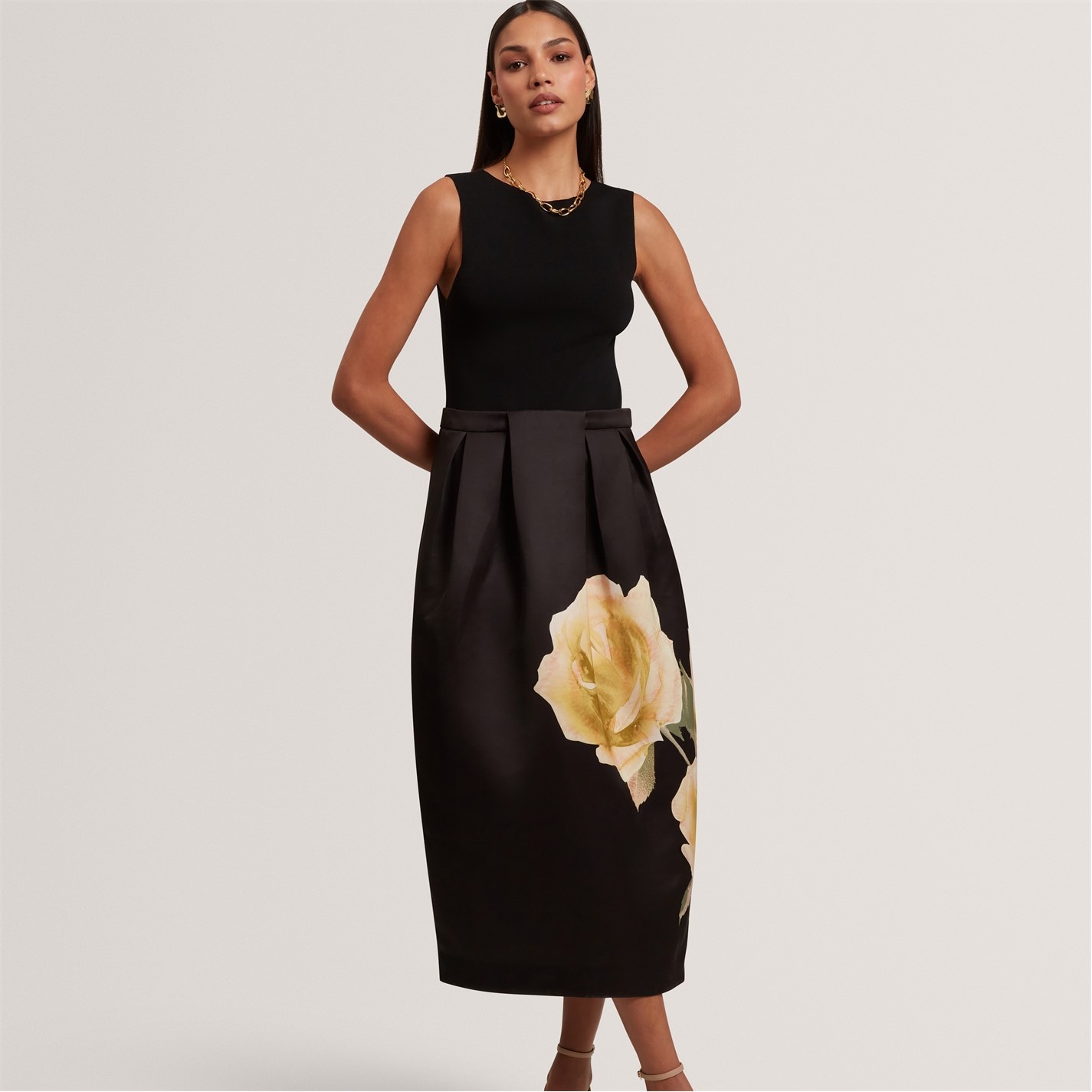 Ted Baker | Womens Floral Print Midi Dress | Black