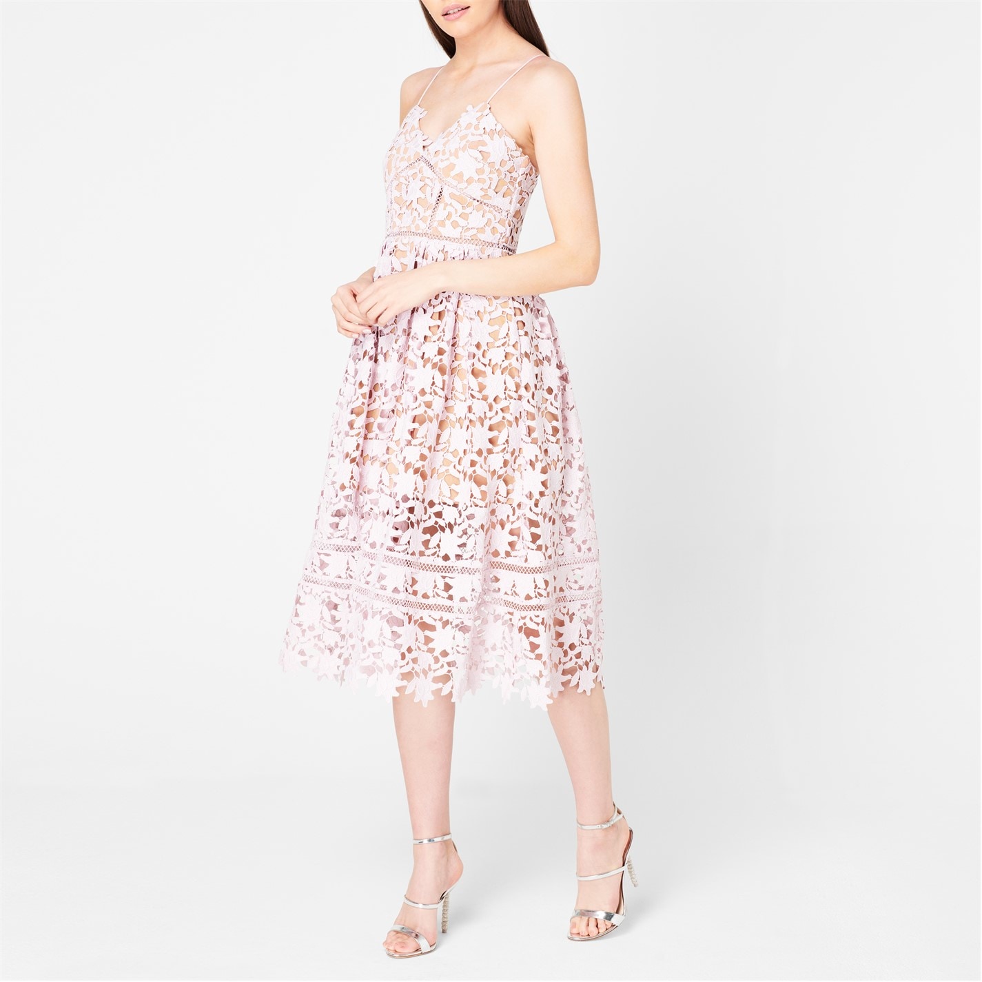 Self Portrait | Azalea Midi Dress | Pink | FRASERS Ireland