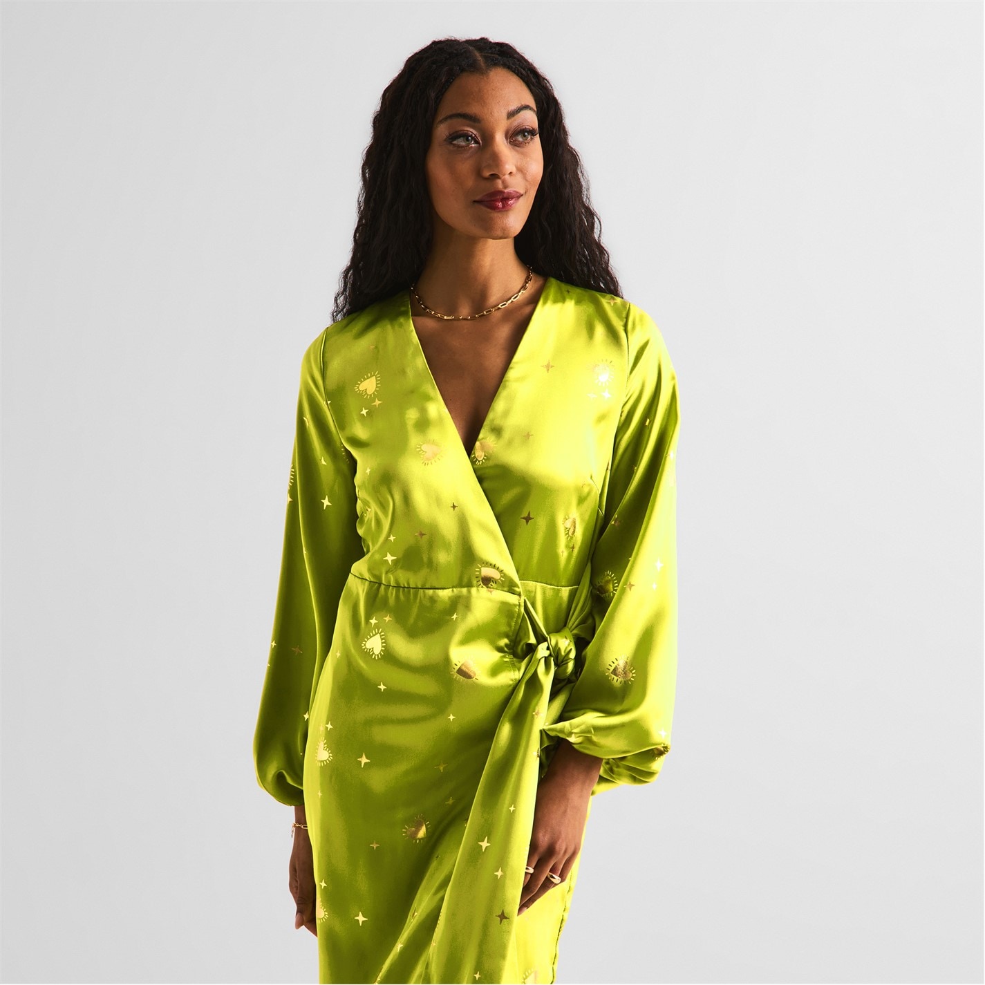 Never Fully Dressed | Vienna Wrap Dress | Lime | FRASERS Ireland