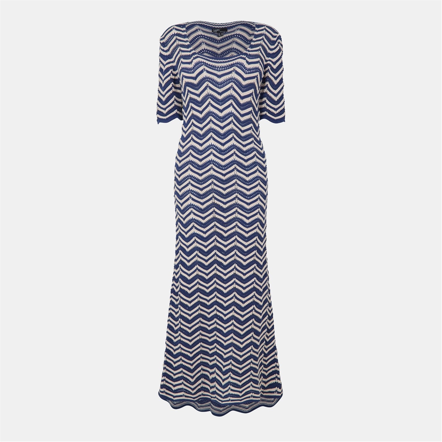crochet knit bodycon dress Multi Chevron Crochet Bodycon Midi Dress main image 1