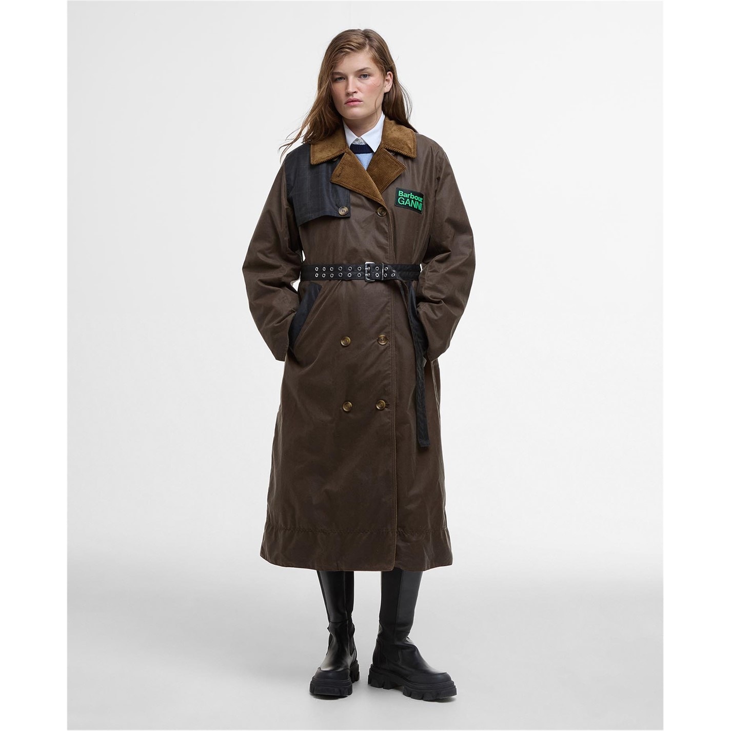 BARBOUR X GANNI X Ganni Waxed Trench Coat Bark/Classic