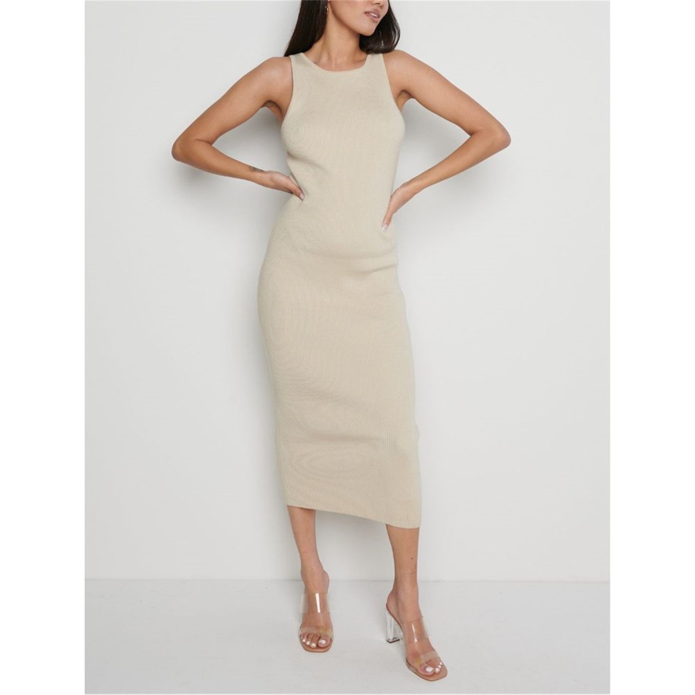 pretty lavish knitted dress Pretty Lavish contrast knit maxi dress in black