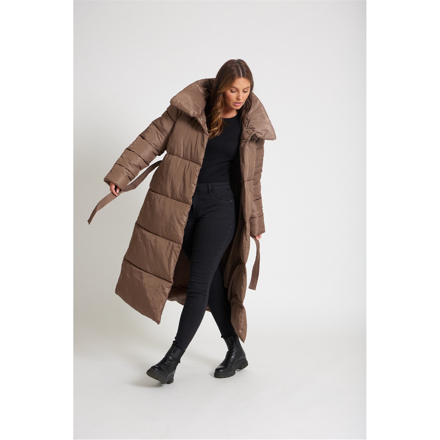 Padded Shearling Wrap Coat Be You Wrap Midi Tie Waist Padded Coat