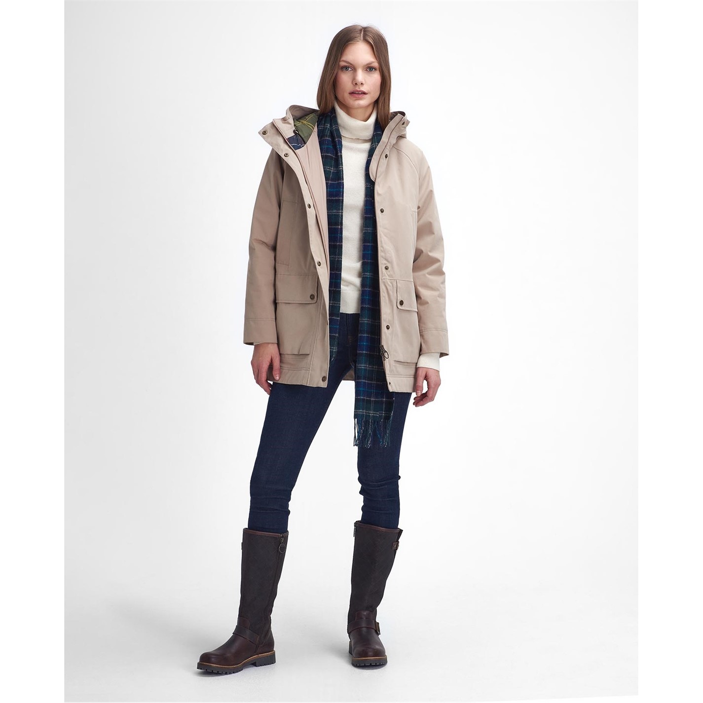 Barbour Women's Beadnell Rain Jacket Sand /Classic FRASERS - Main Image