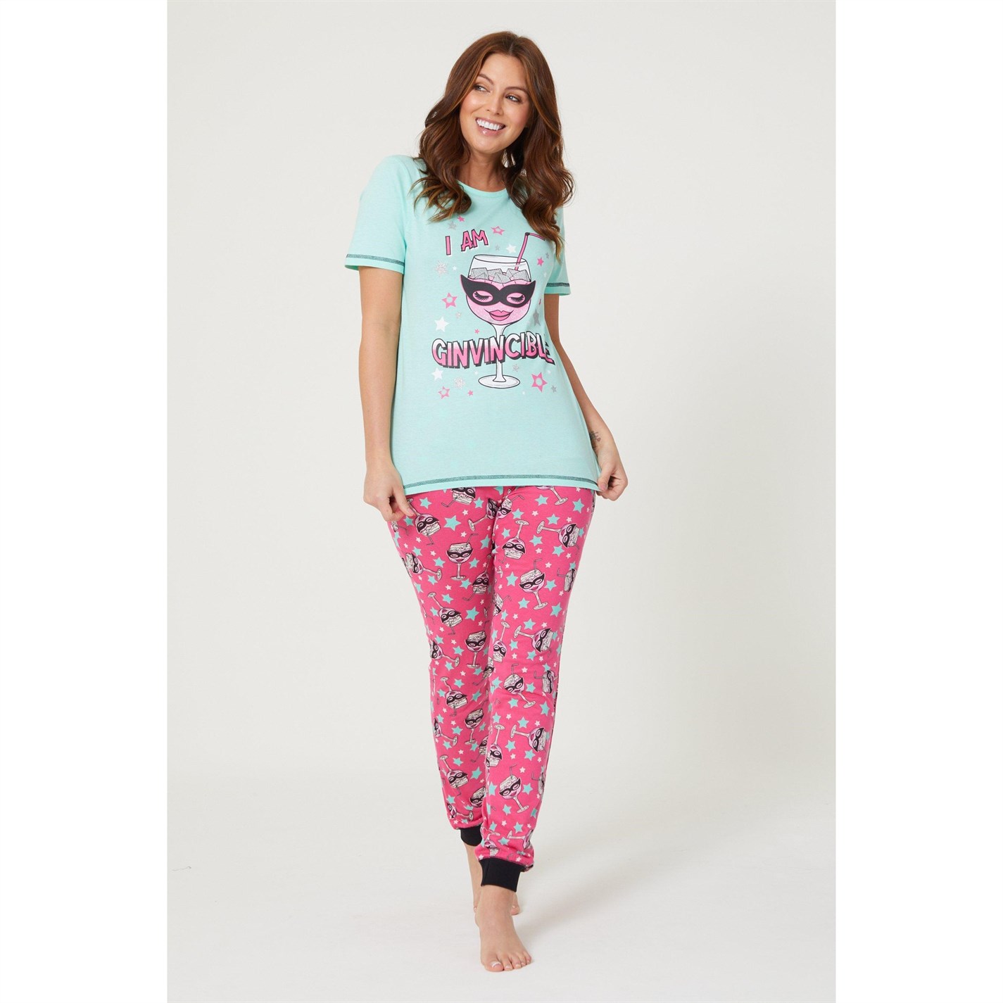 Be You Jersey Ginvincable Pyjama Green/Pink House of Fraser