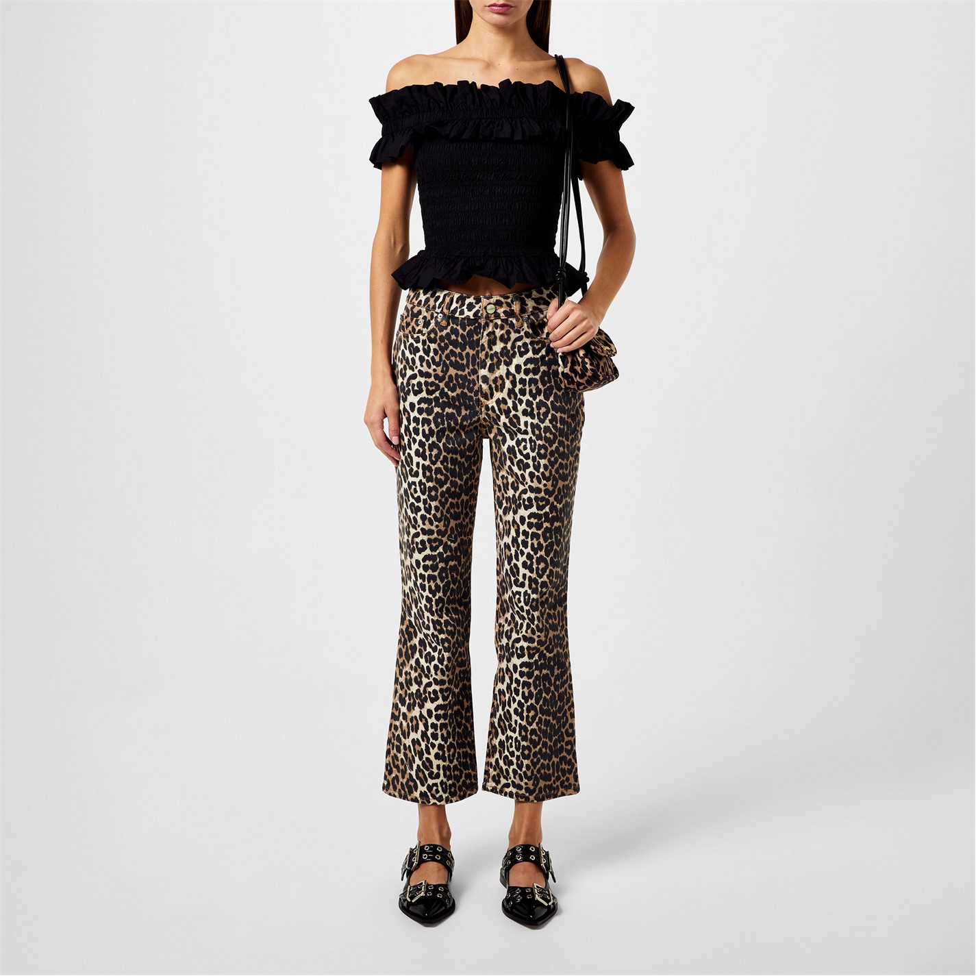 GANNI | Women's Straight-Leg Leopard Print Jeans | Straight Jeans | FRASERS  Ireland