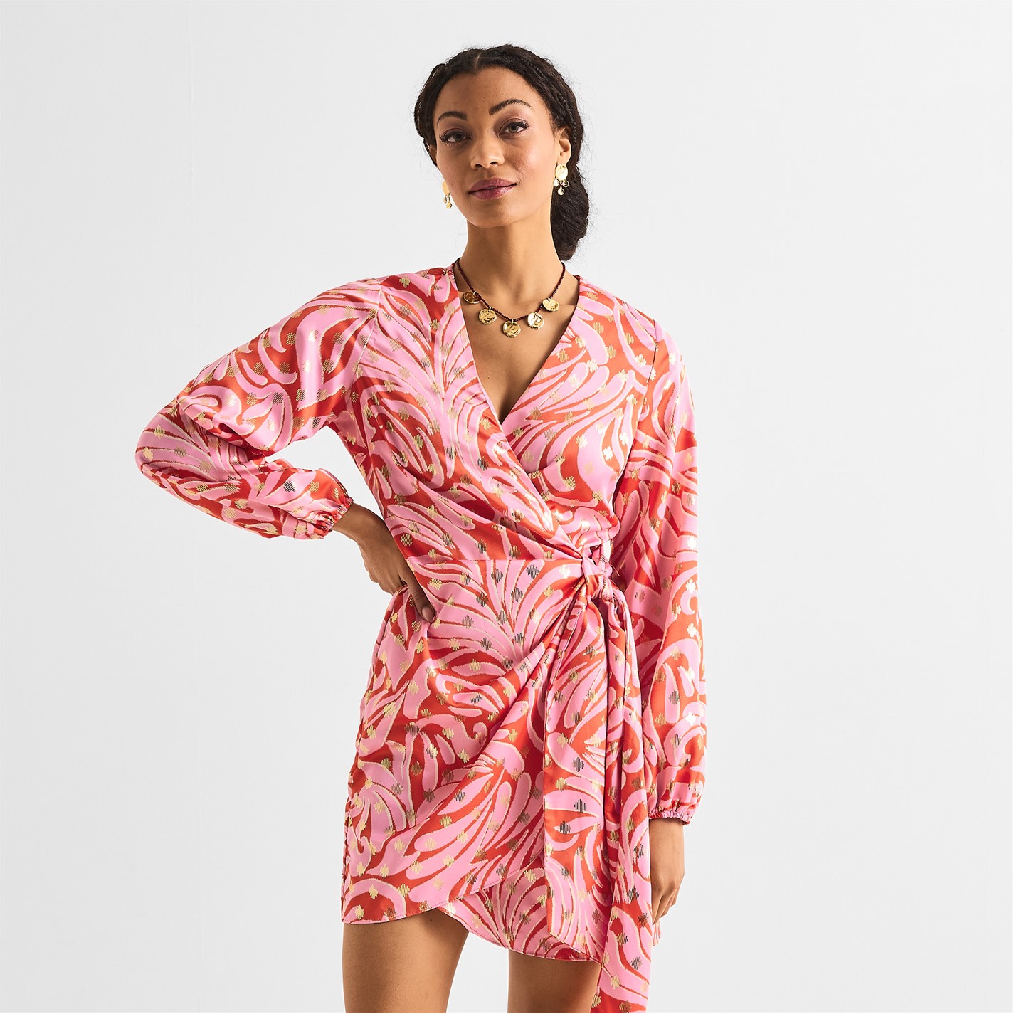 Never Fully Dressed Mini Vienna Swirl Wrap Dress