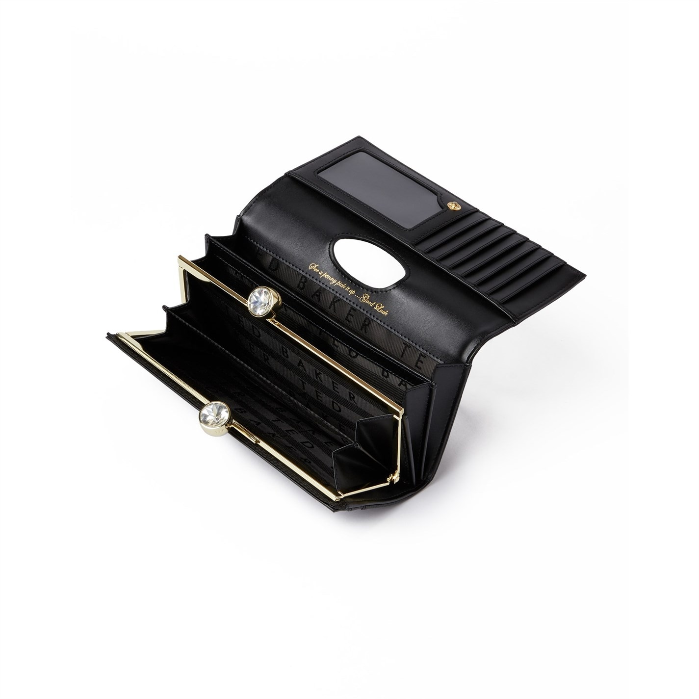 Ted Baker Leather Josiey Crystal Top Purse Black Frasers