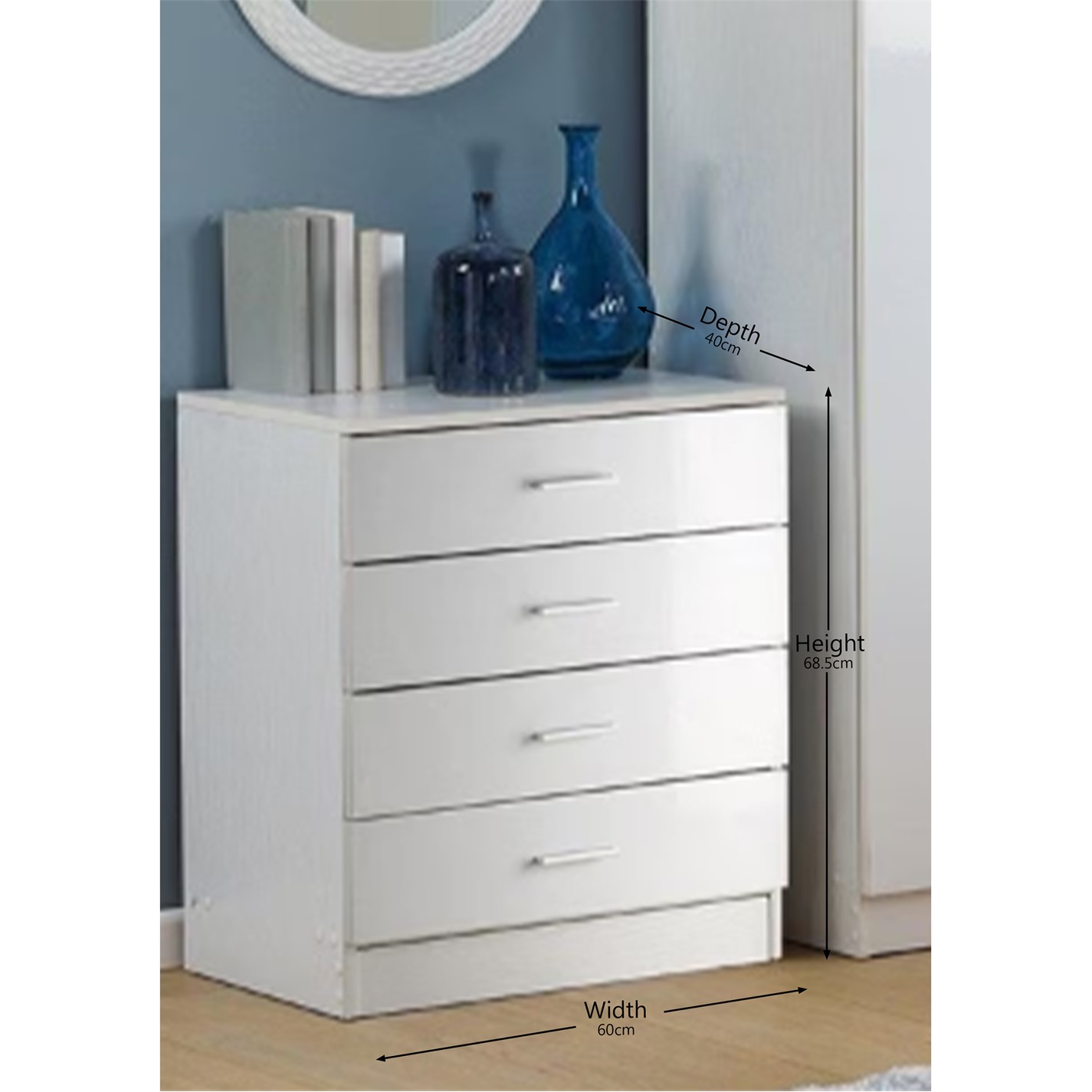 Homelife Carleton 3 Piece Gloss Bedroom Set White FRASERS