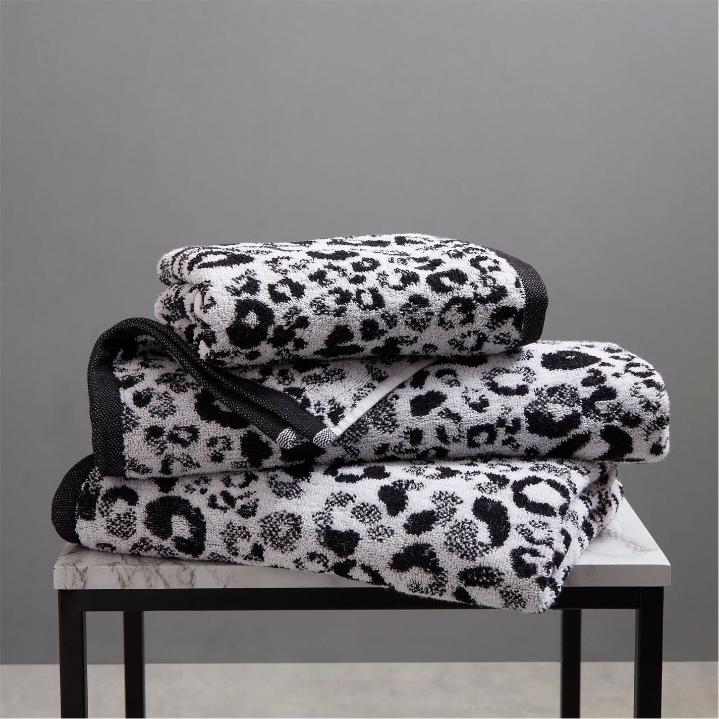 Fusion Animal Print Pure Cotton Hand Towel in Black Black FRASERS