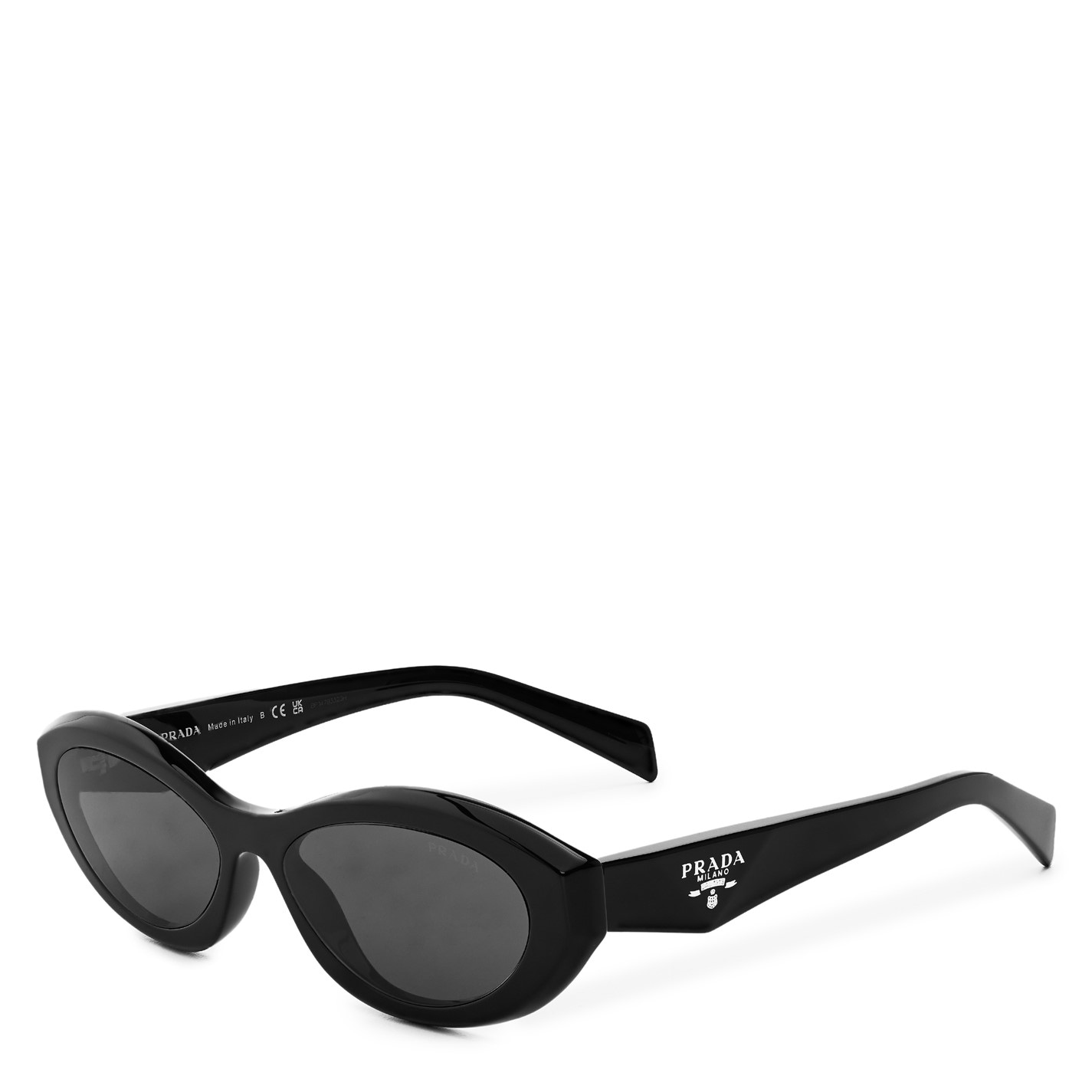 PRADA | Women's Oval Sunglasses | Black/Grey | FRASERS Ireland