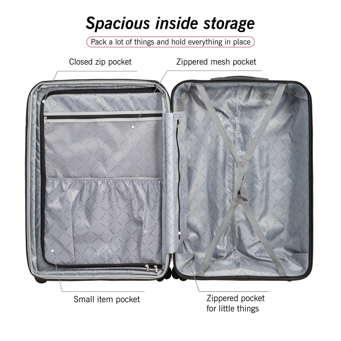 Linea Linea Monza Suitcase, PP Hard Suitcase, Travel Luggage, (22inch