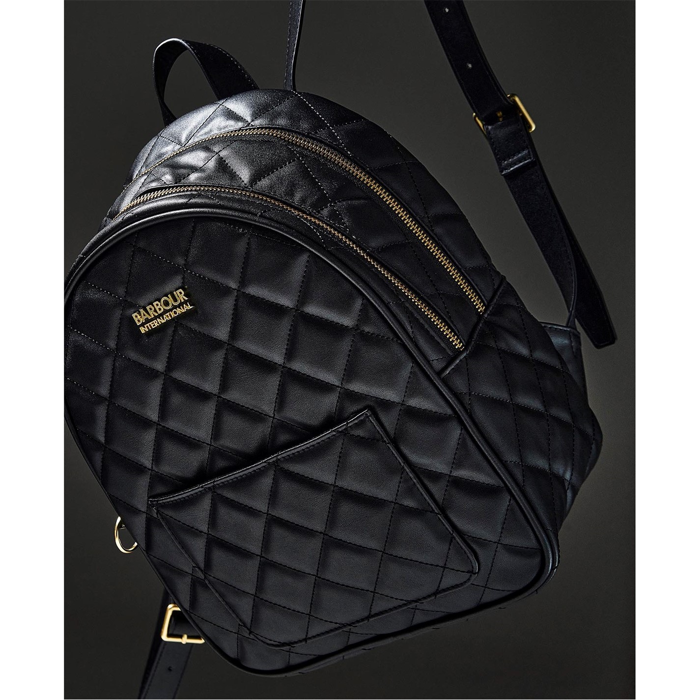 Barbour International Quilted Uxbridge Backpack Black Frasers