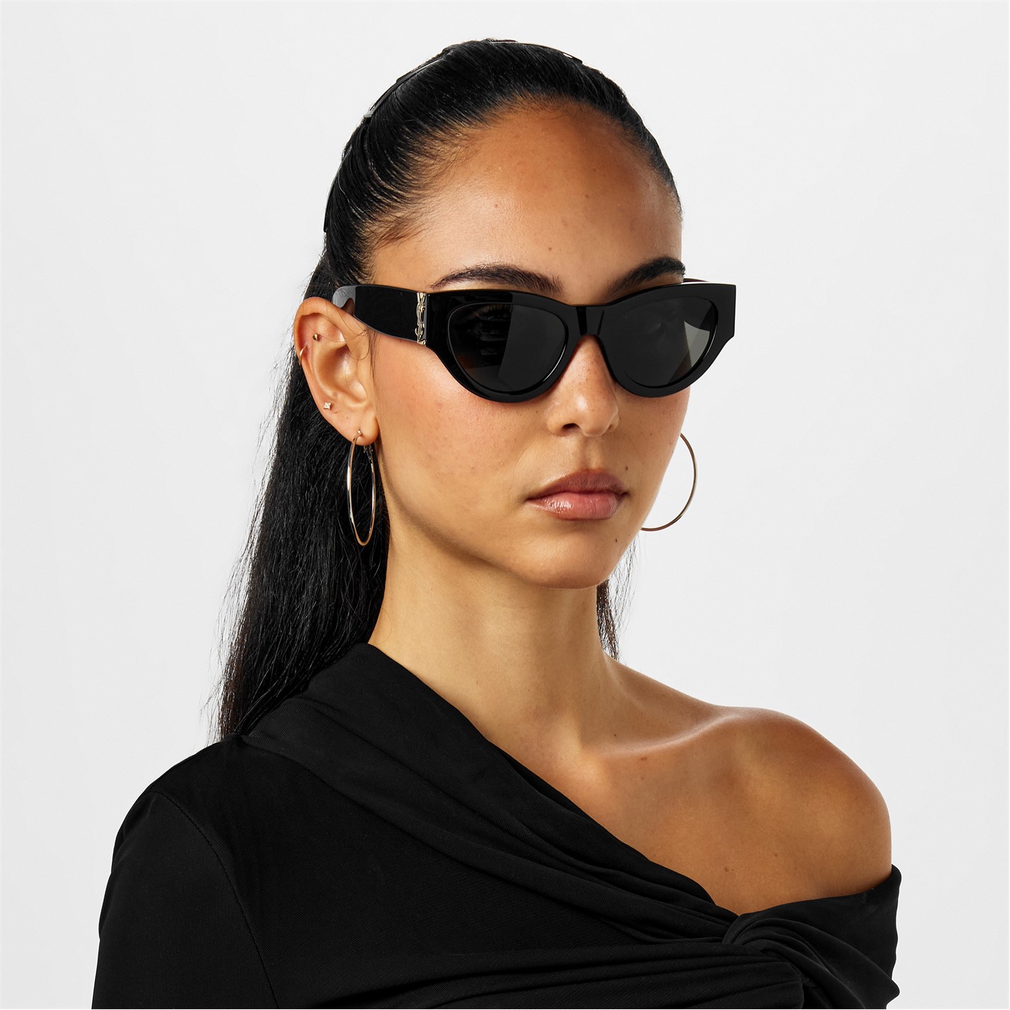 Saint Laurent Black Cat-Eye Acetate Sunglasses SAINT LAURENT EYEWEAR Cat-eye acetate sunglasses | NET-A-PORTER main image 2