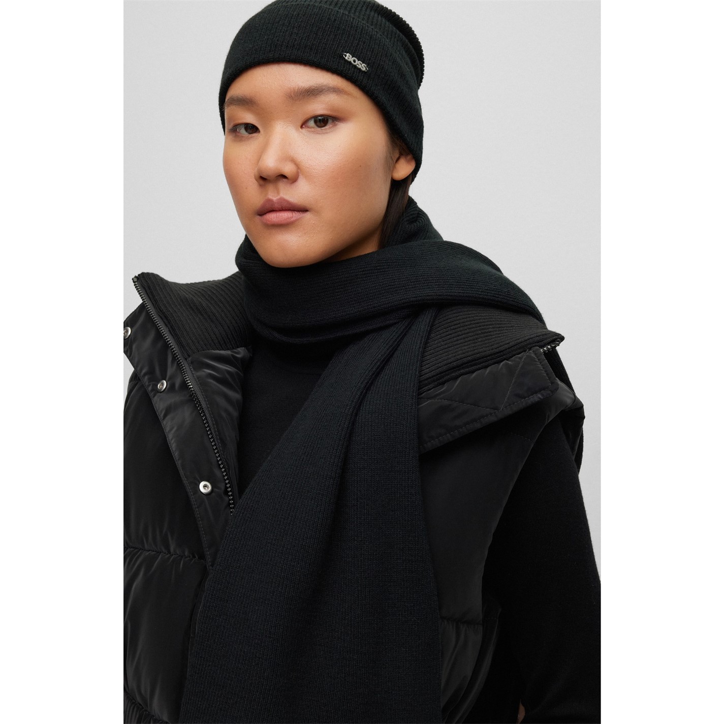 Boss Beanie and Scarf Set Black House of Fraser