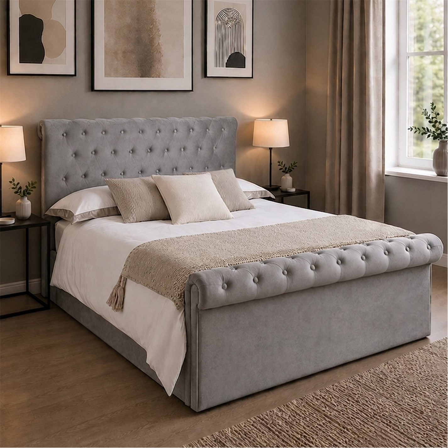 Aspire | Chesterfield Ottoman Bed | Grey | FRASERS