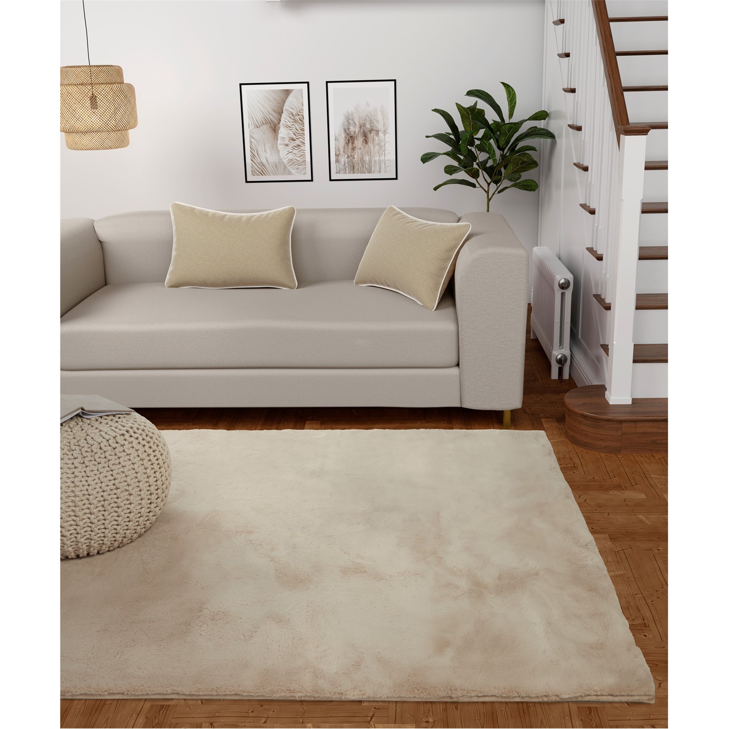 HMC Home | LUXE FAUX FUR RUG PLAIN NATURAL | Natural | FRASERS