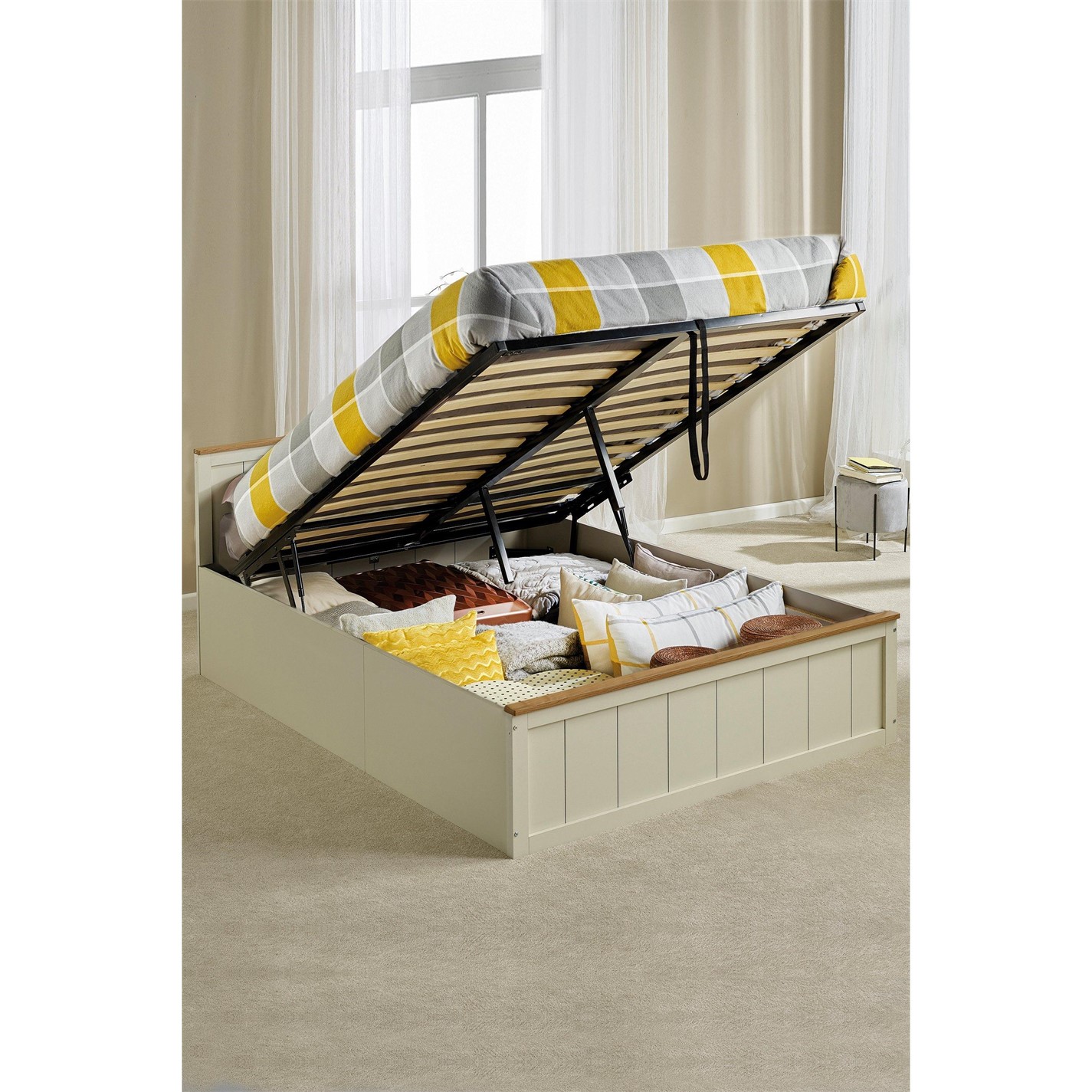 Homelife Lancaster Double Ottoman Bed Cream House of Fraser