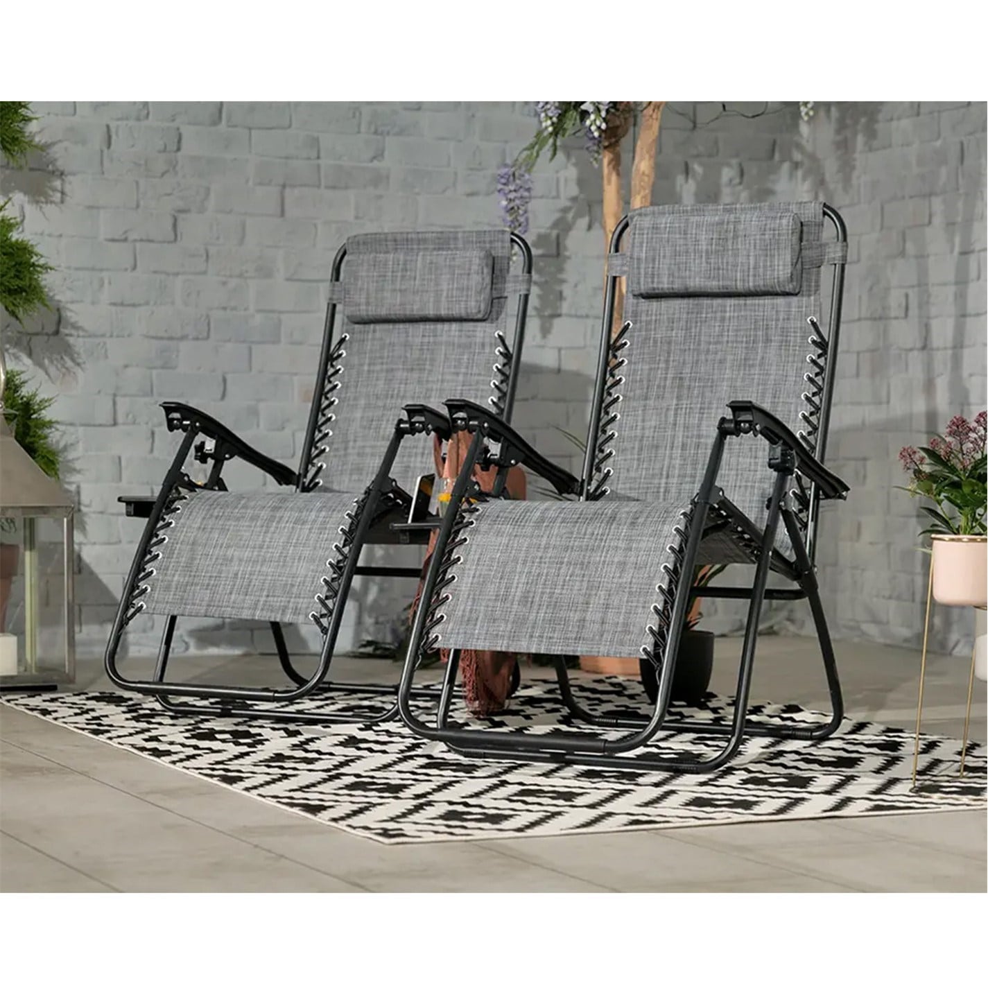 Royalcraft Blue Zero Gravity Relaxer Chair with drinks holder Garden Chairs FRASERS