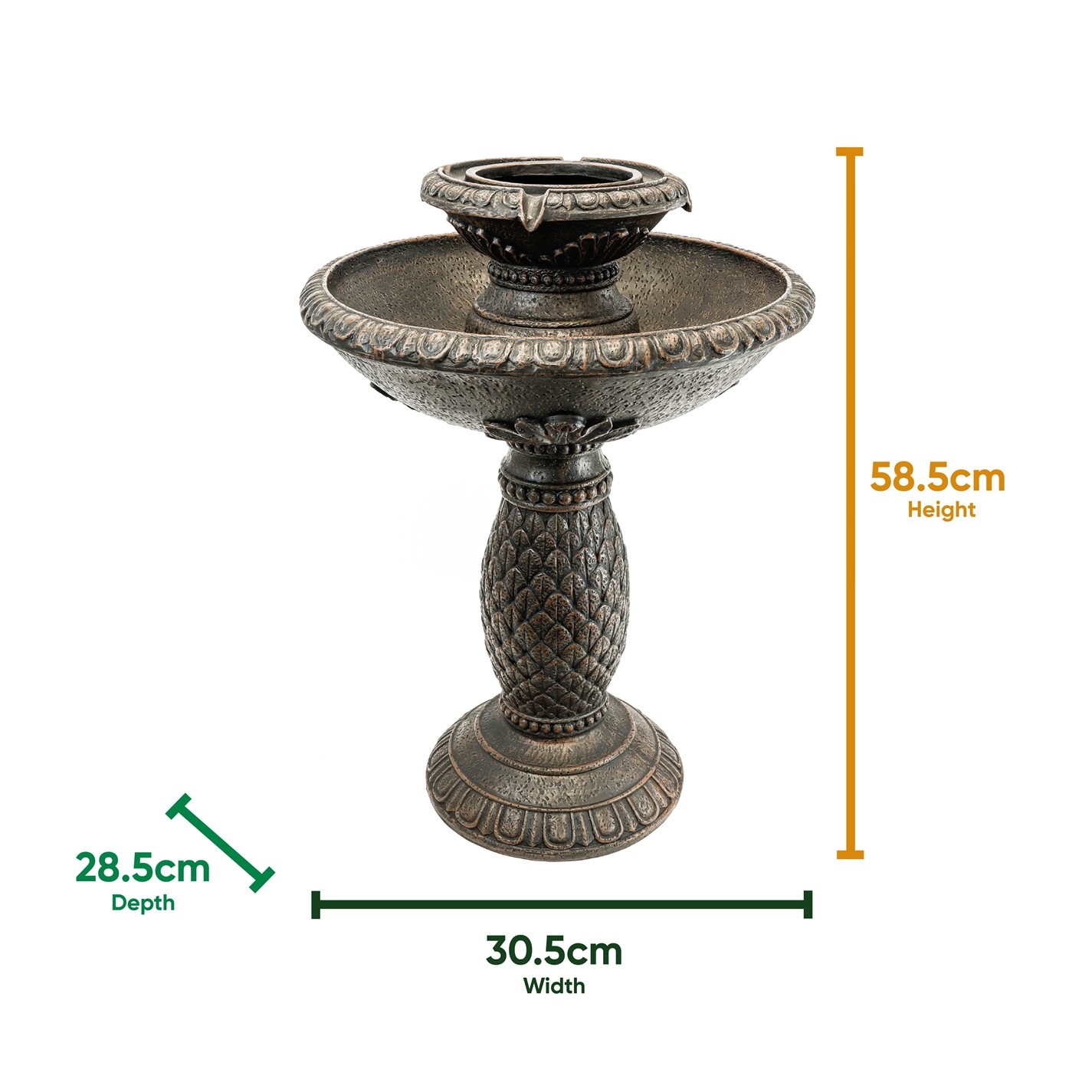 Streetwize Solar Imperial Bird Bath Fountain Battery Backup