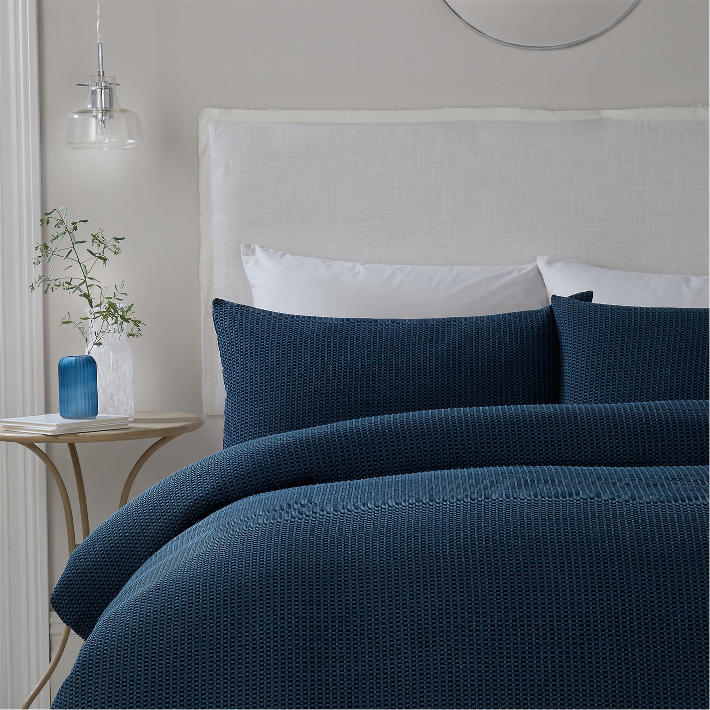 Serene Home | Lindly Waffle Weave Duvet Cover Set in Navy | Duvet Cover ...