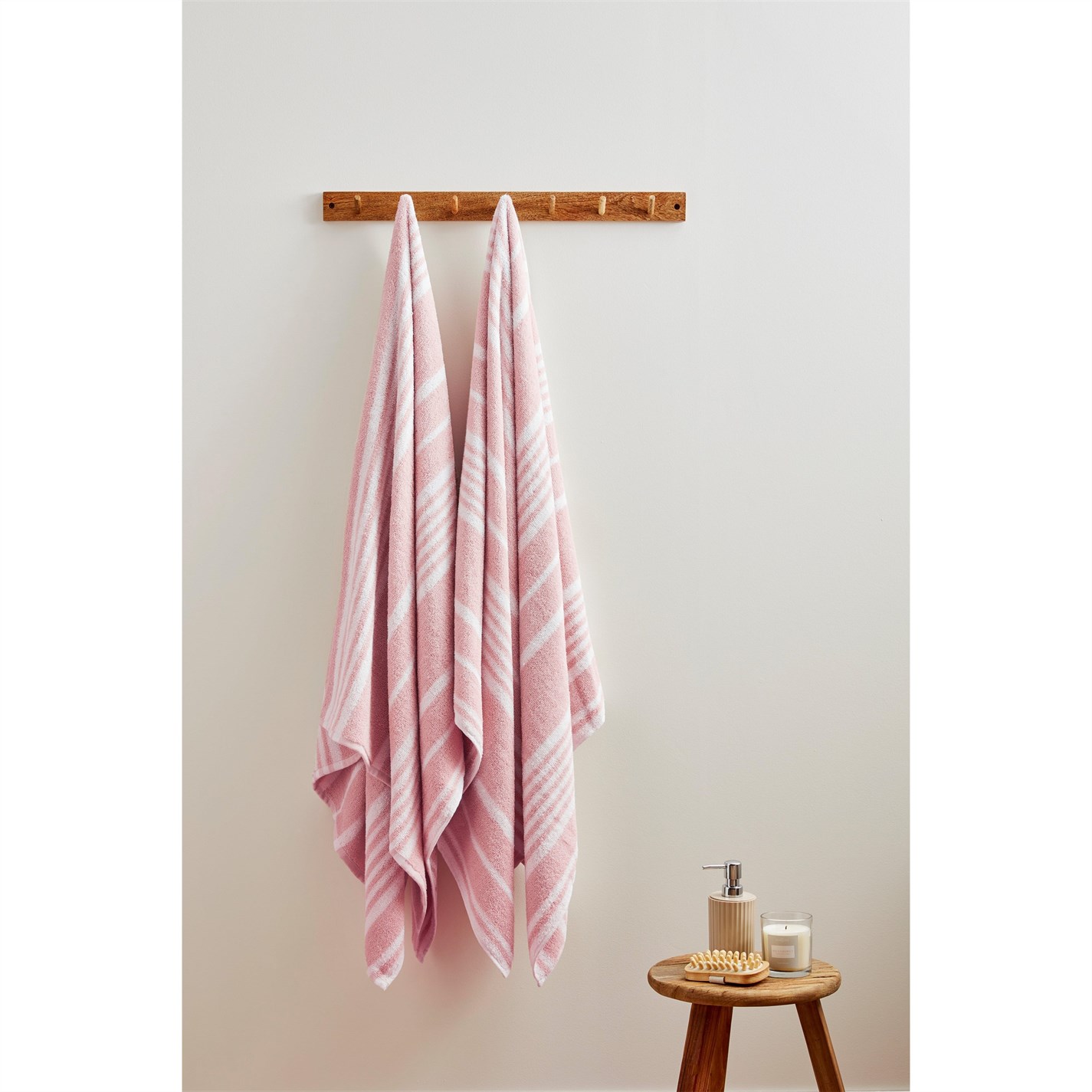 Homelife Pack of 2 Stripe Bath Sheets Pink House of Fraser