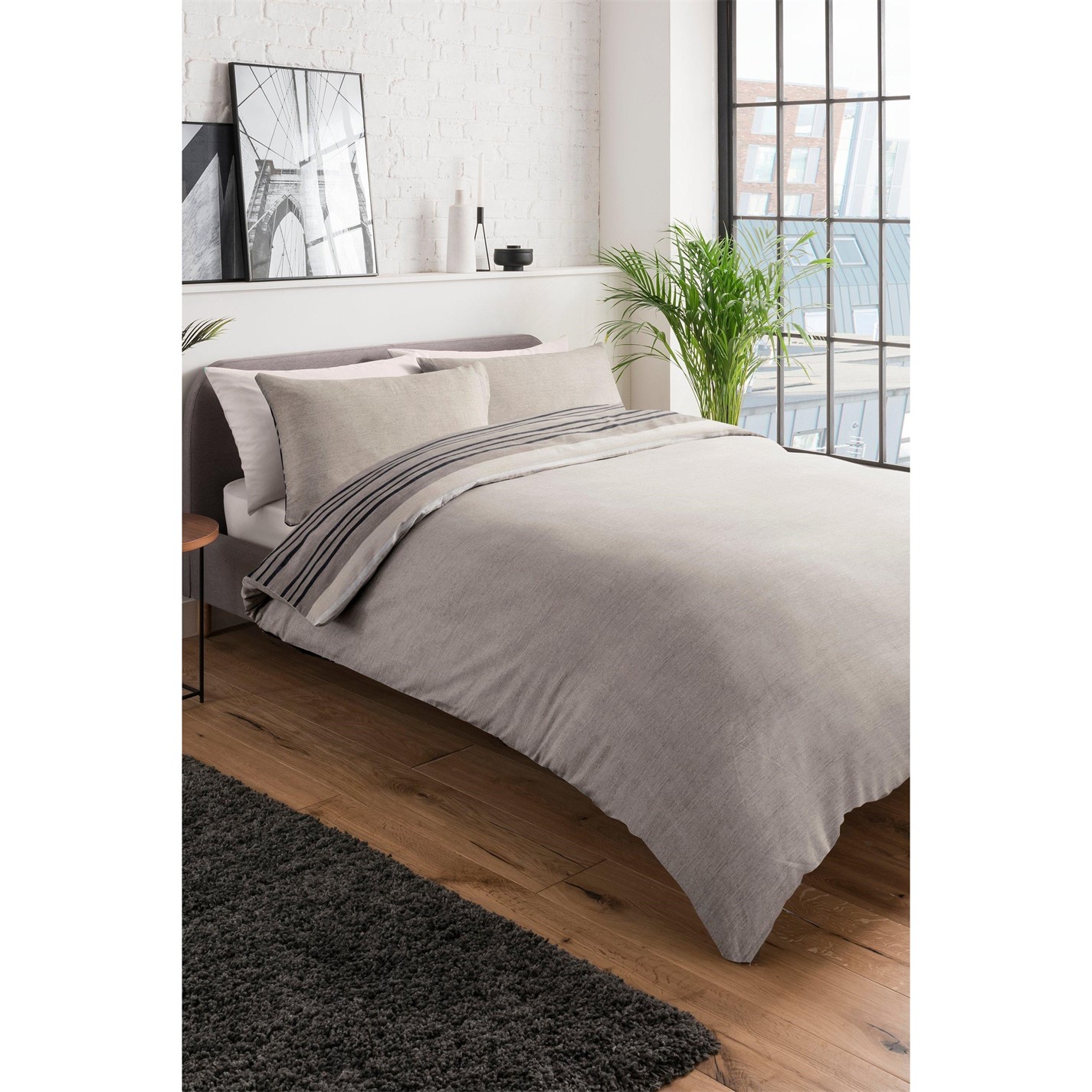 Homelife Textured Stripe Reversible Duvet Set Duvet Cover Sets Frasers