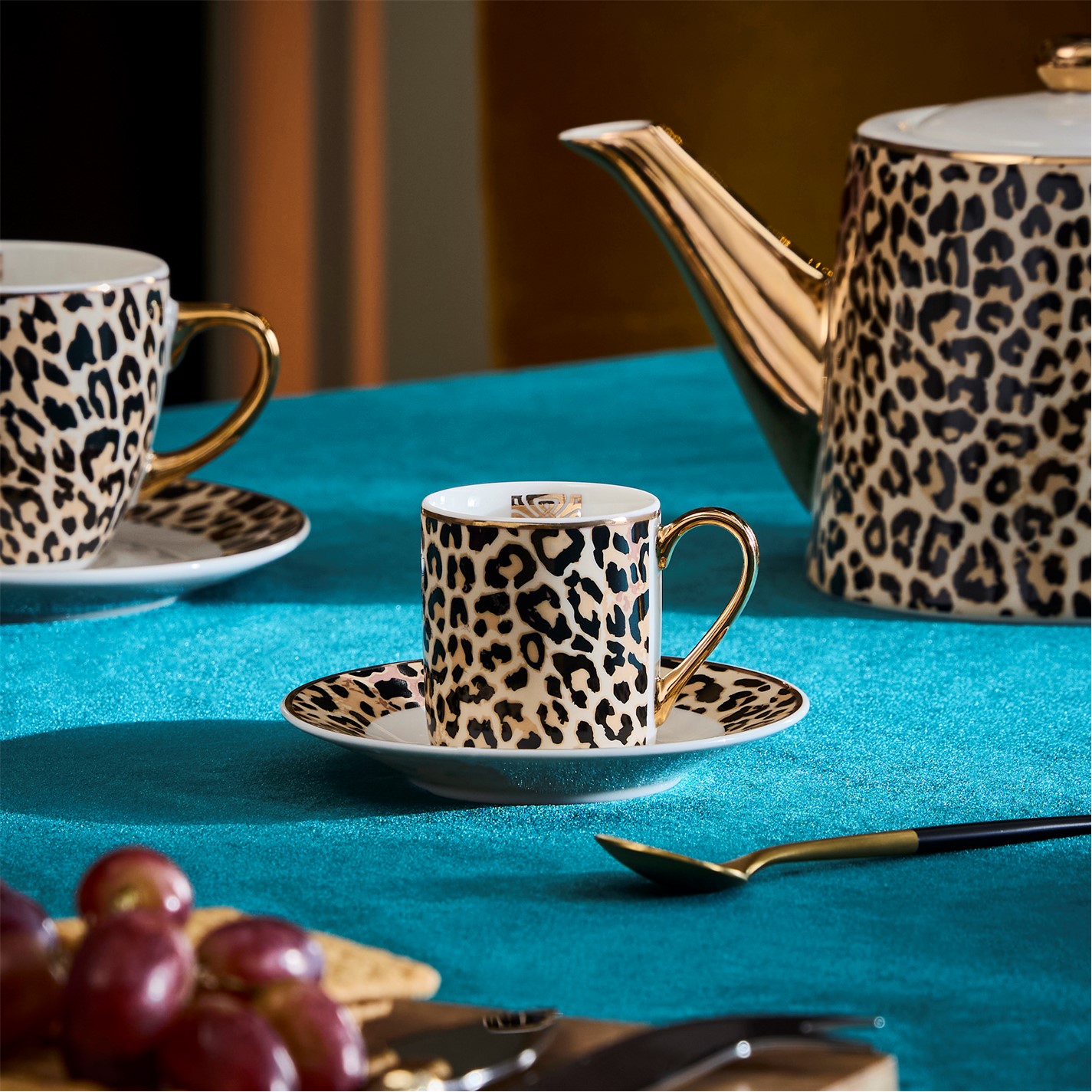 Biba Biba Printed Espresso Cup Saucer Set of Leopard Print