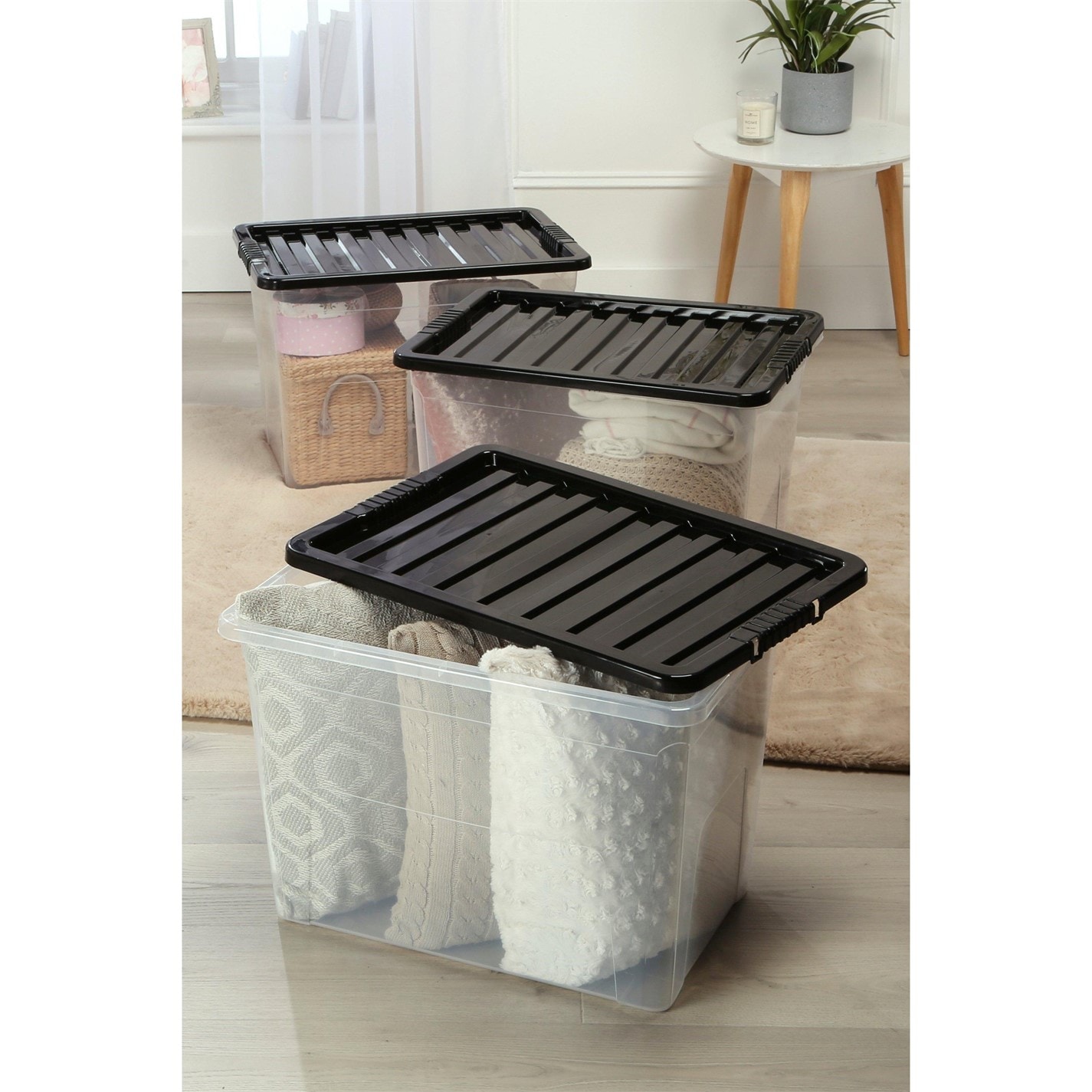 Homelife Set of 3 80L Storage Boxes Clear FRASERS