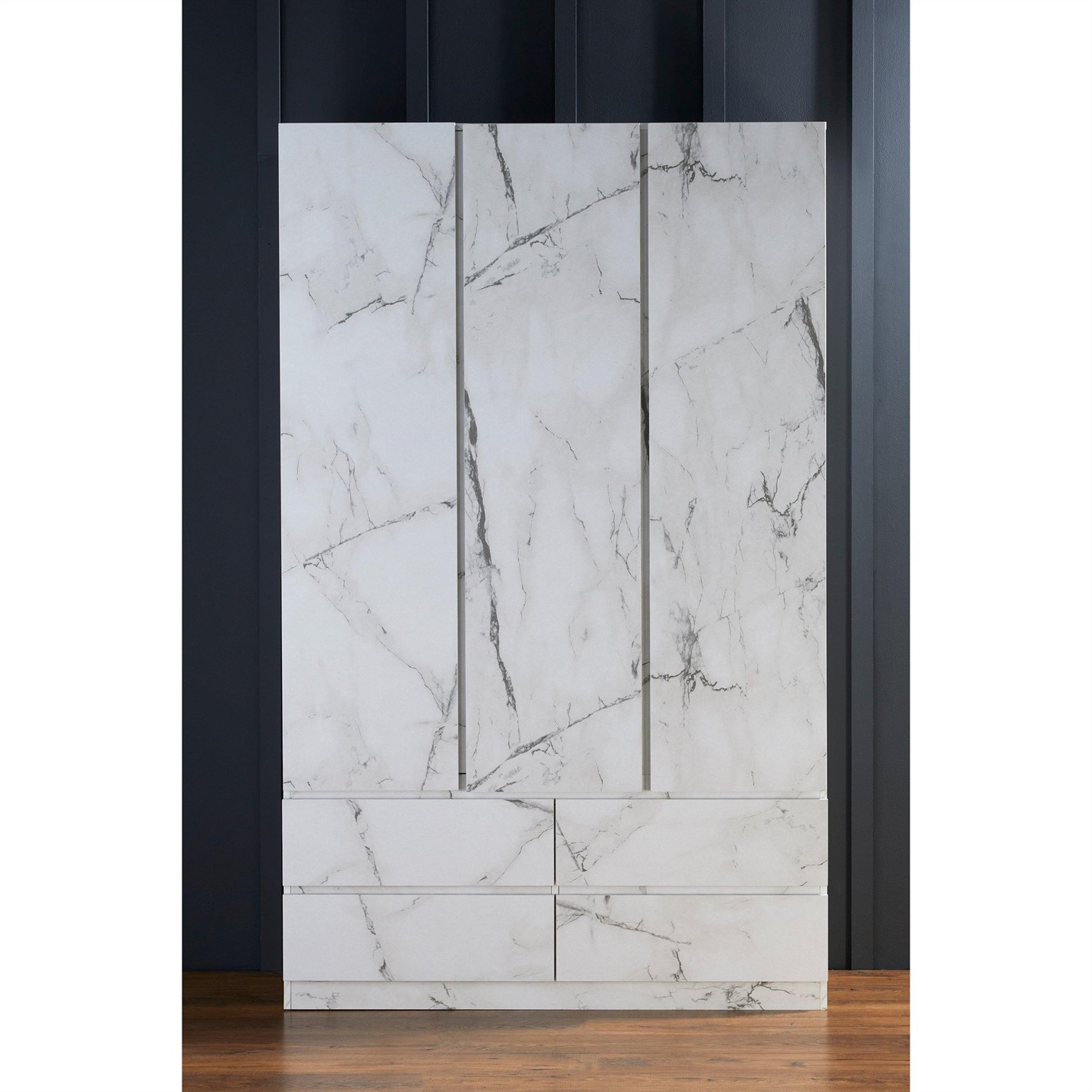 Homelife Helena MarbleEffect 3 Door Wardrobe White Frasers