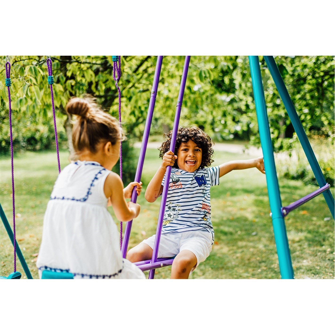 Plum Baby Swing Set Plum® 3-in-1 Wooden Growing Swing Set For 12