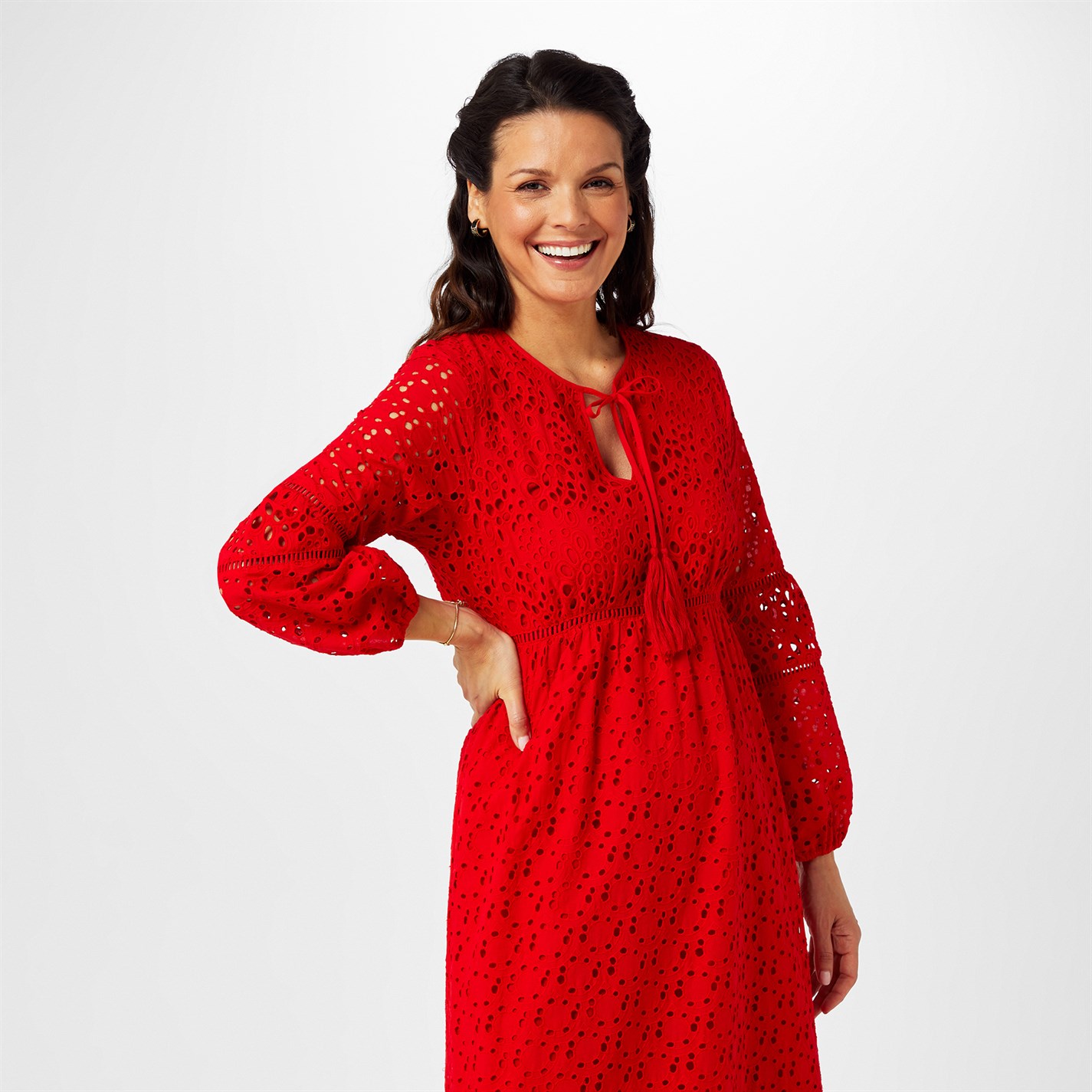 Biba Biba Broderie Dress Red FRASERS