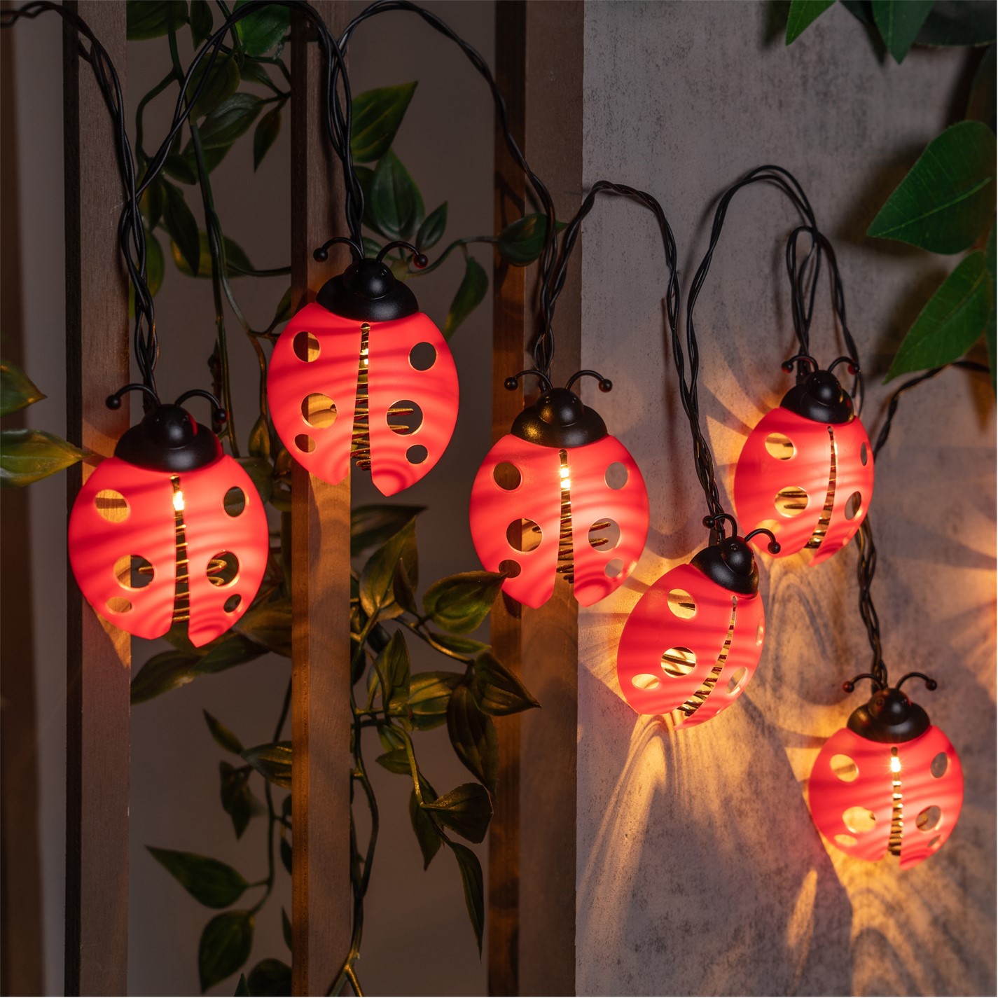 Studio | 10 Ladybug Solar String Lights | Red | FRASERS