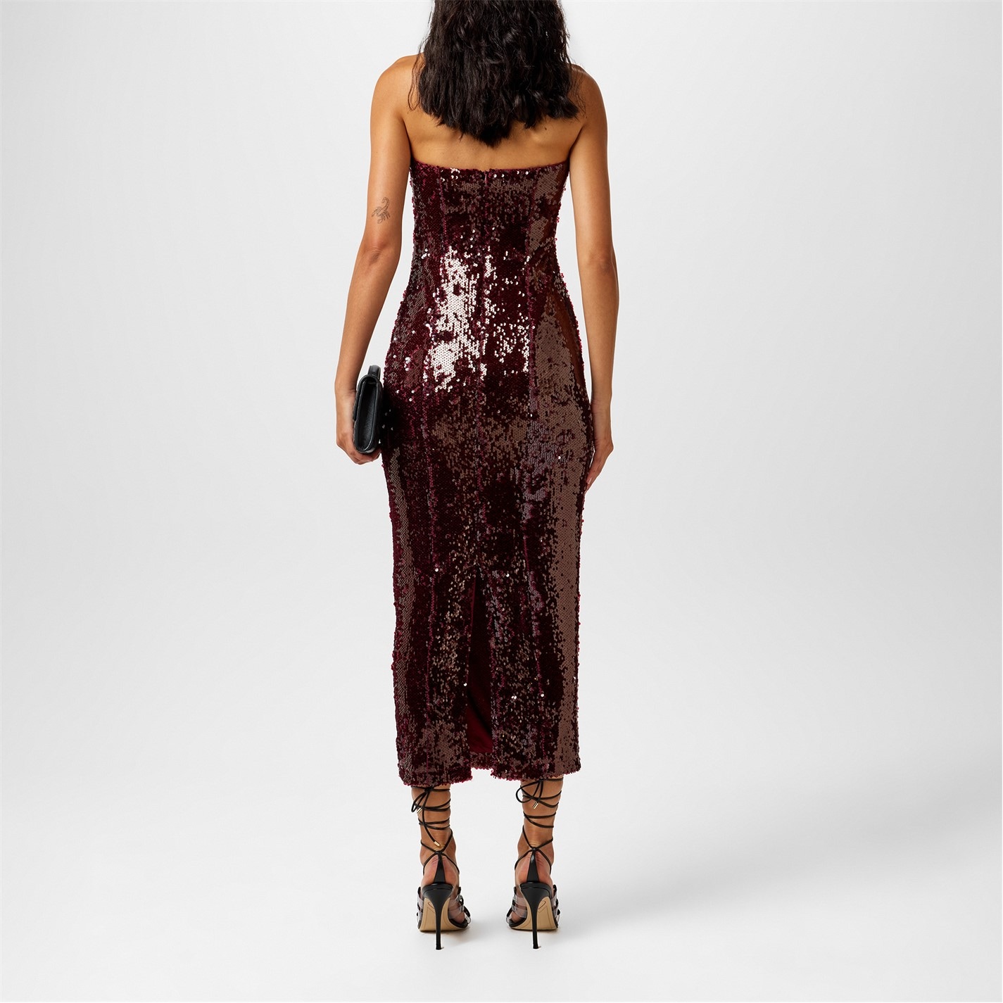 Pretty Lavish Sequin Midaxi Dress Wine FRASERS Ireland