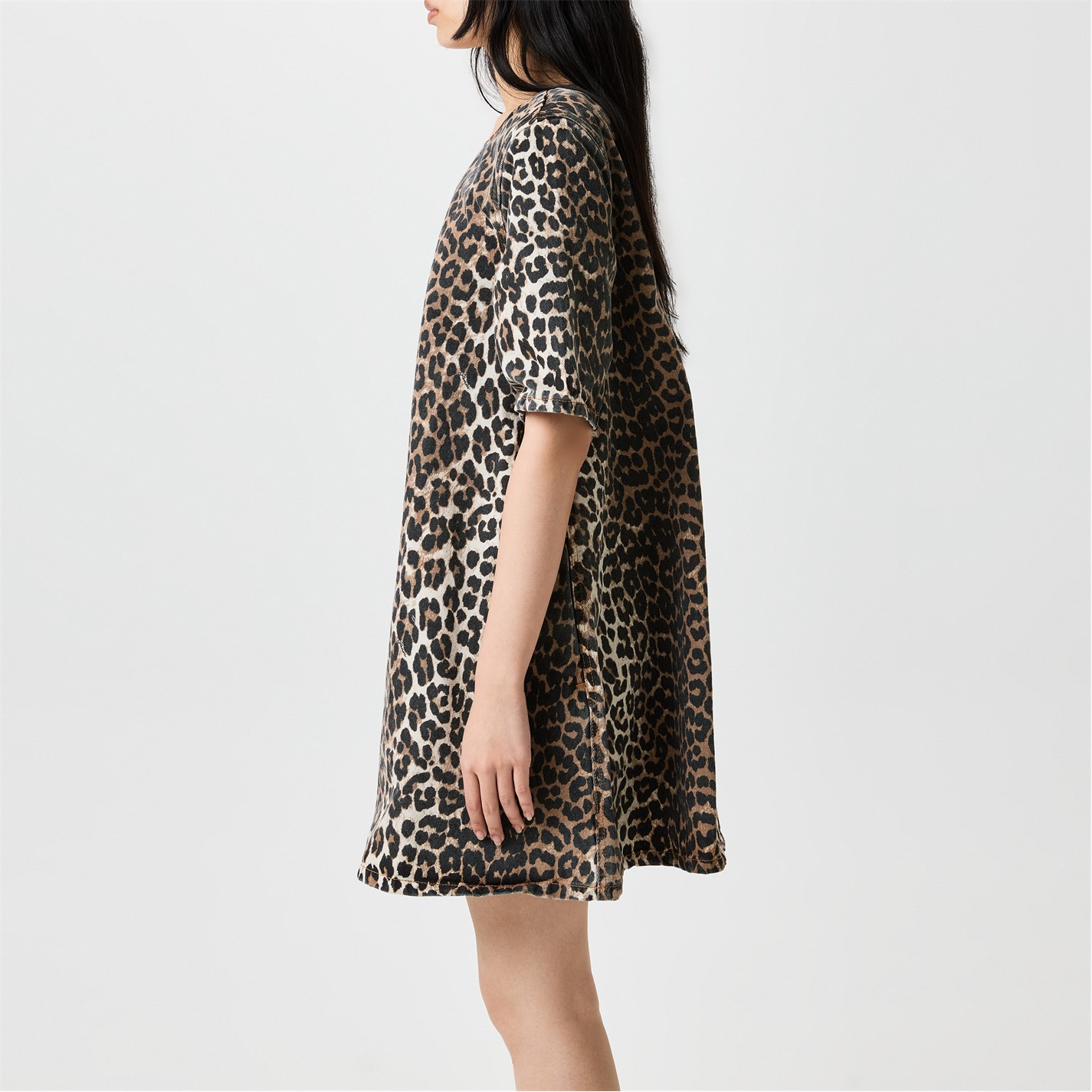 GANNI | Denim Mini Dress | Leopard | FRASERS Ireland