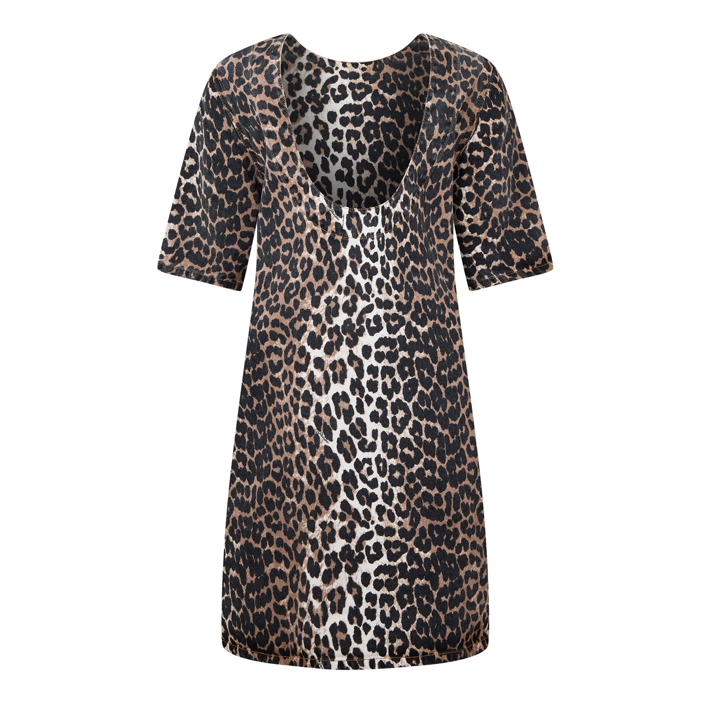 ganni denim leopard dress Leopard Print Long Denim Shirtdress (Women)